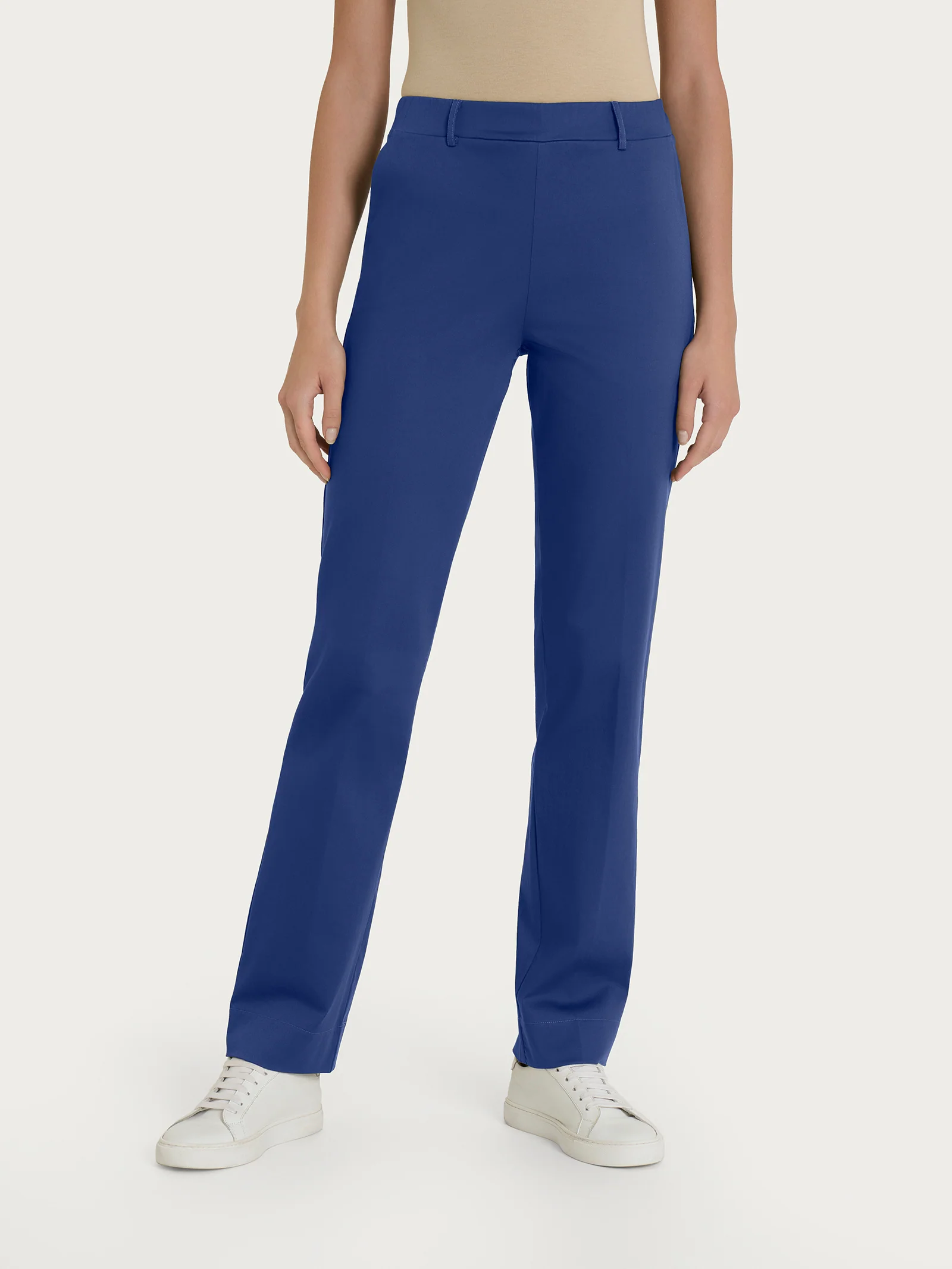 Pantalone dritto con tasche in Satin Power - Blueberry