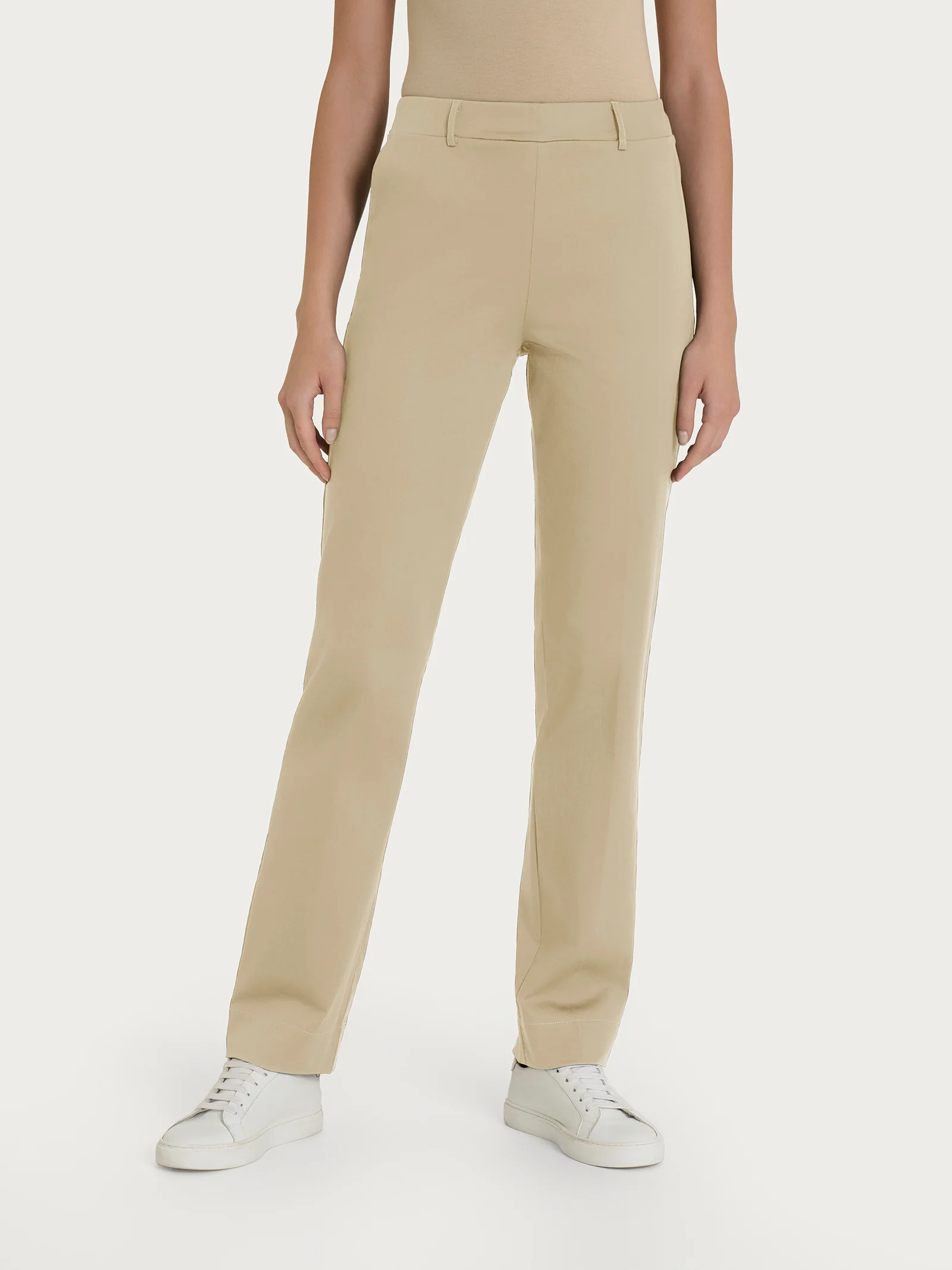 Pantalone dritto con tasche in Satin Power - Irish Cream