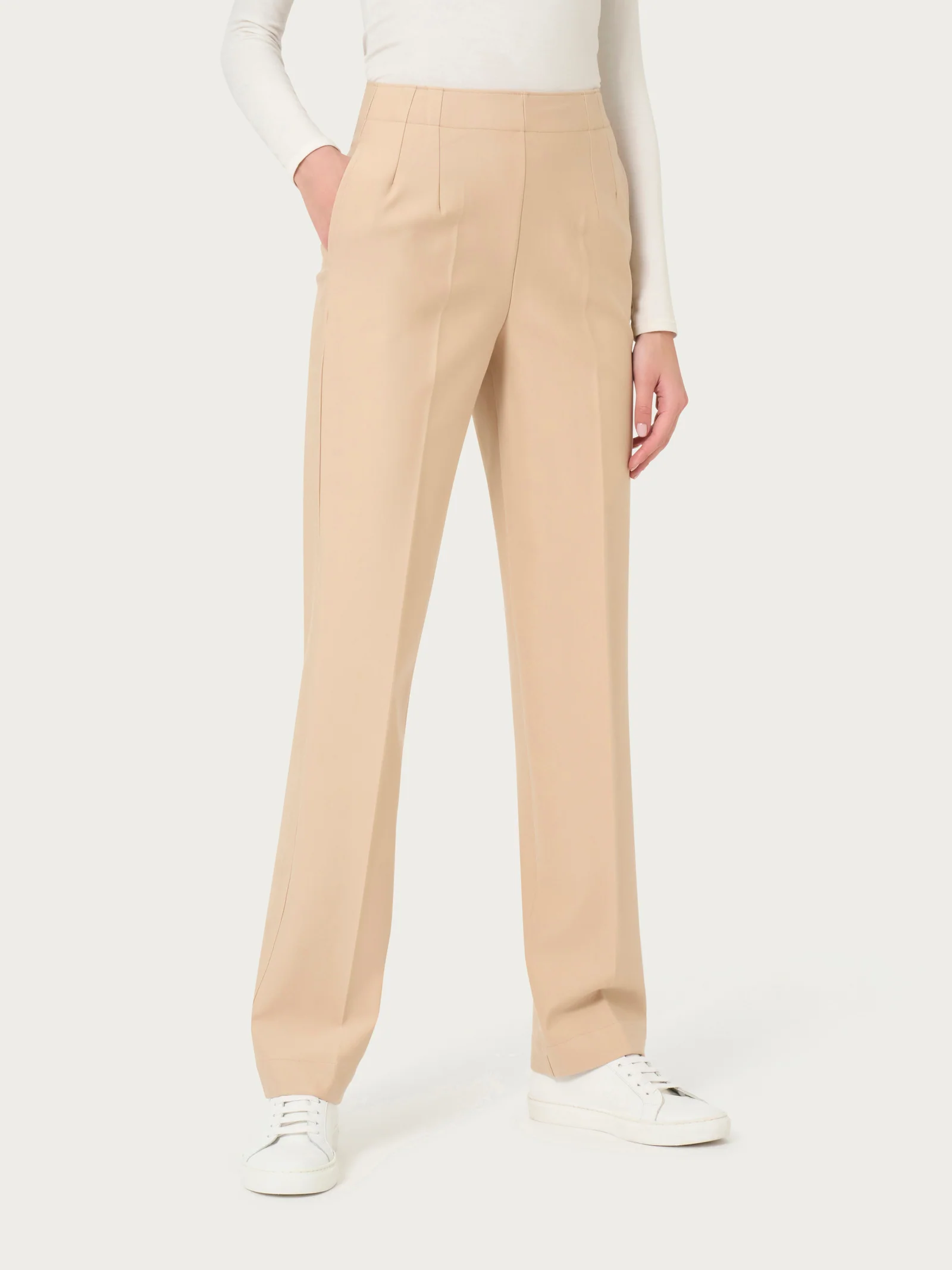 Pantalone dritto con tasche in tessuto Compact - Irish Cream