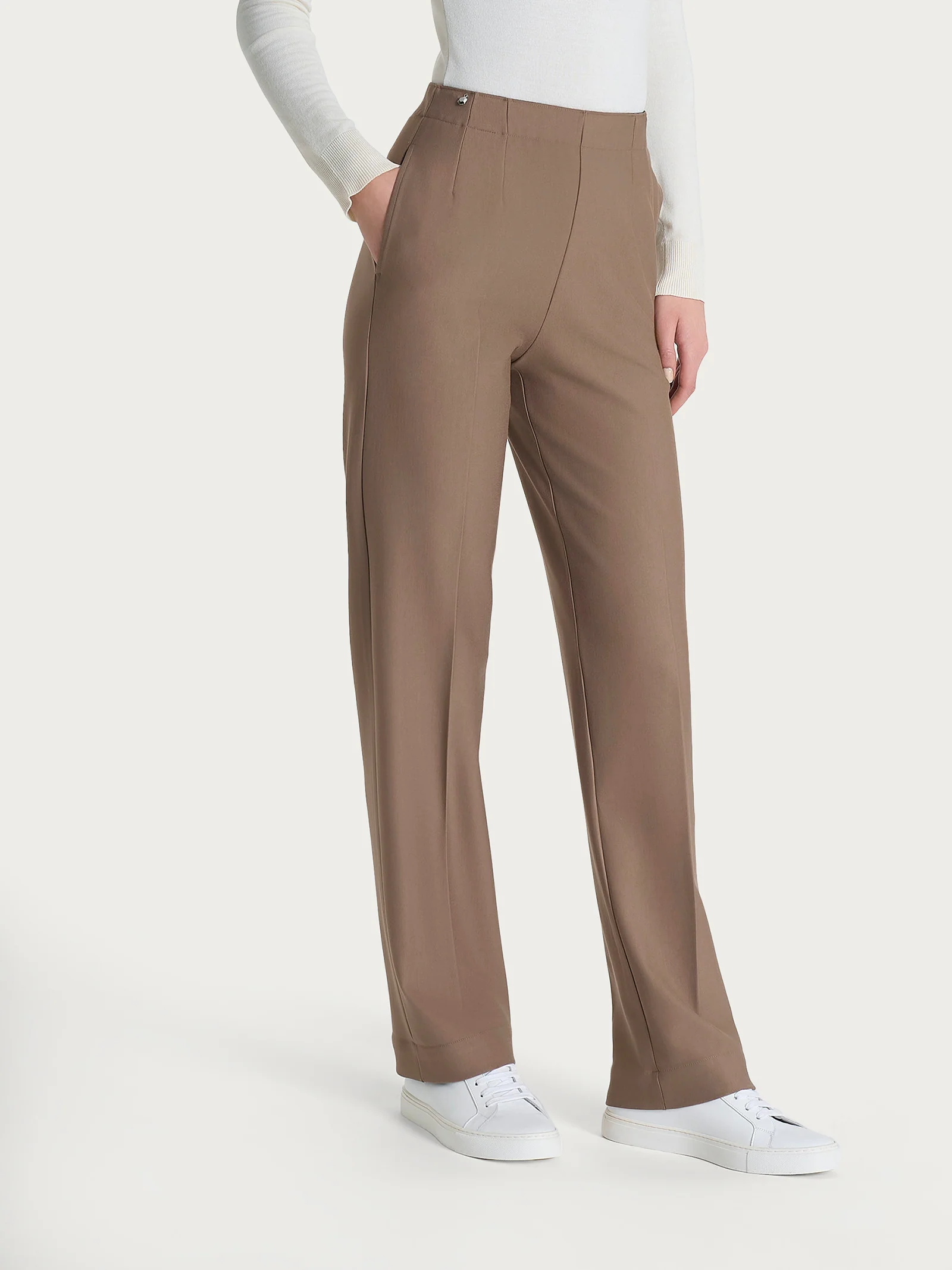 Pantalone dritto con tasche in tessuto Compact - Pine Bark