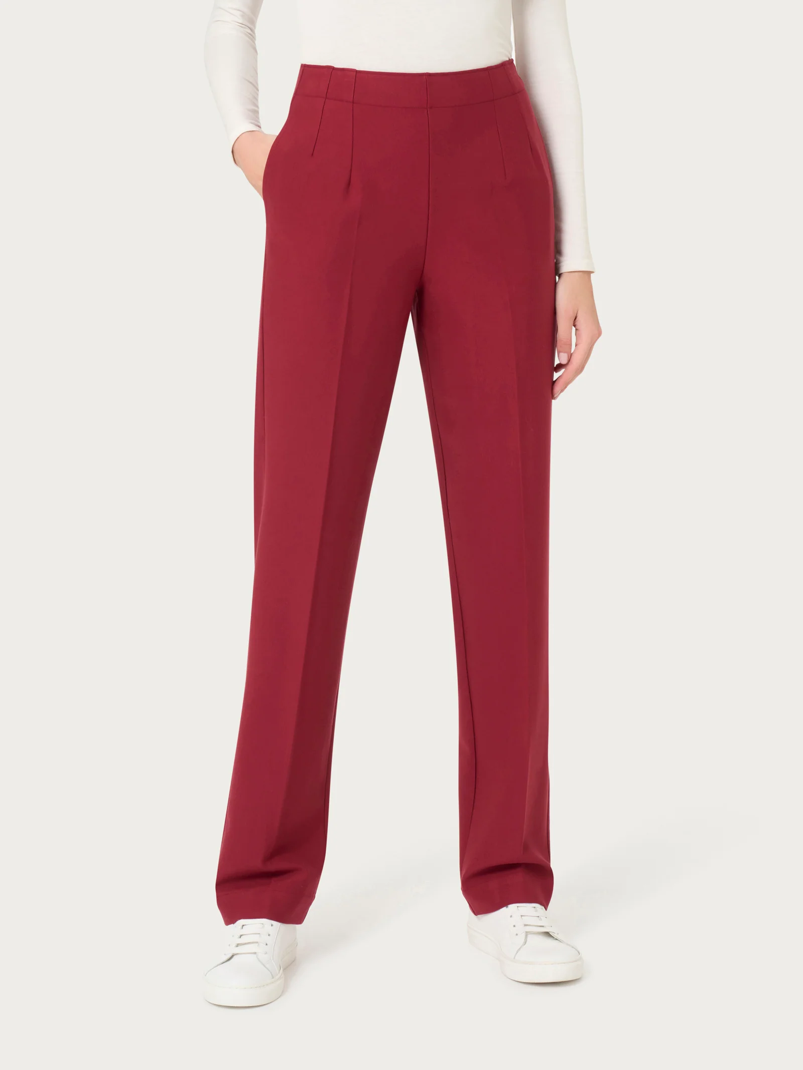 Pantalone dritto con tasche in tessuto Compact - Tibetan Red