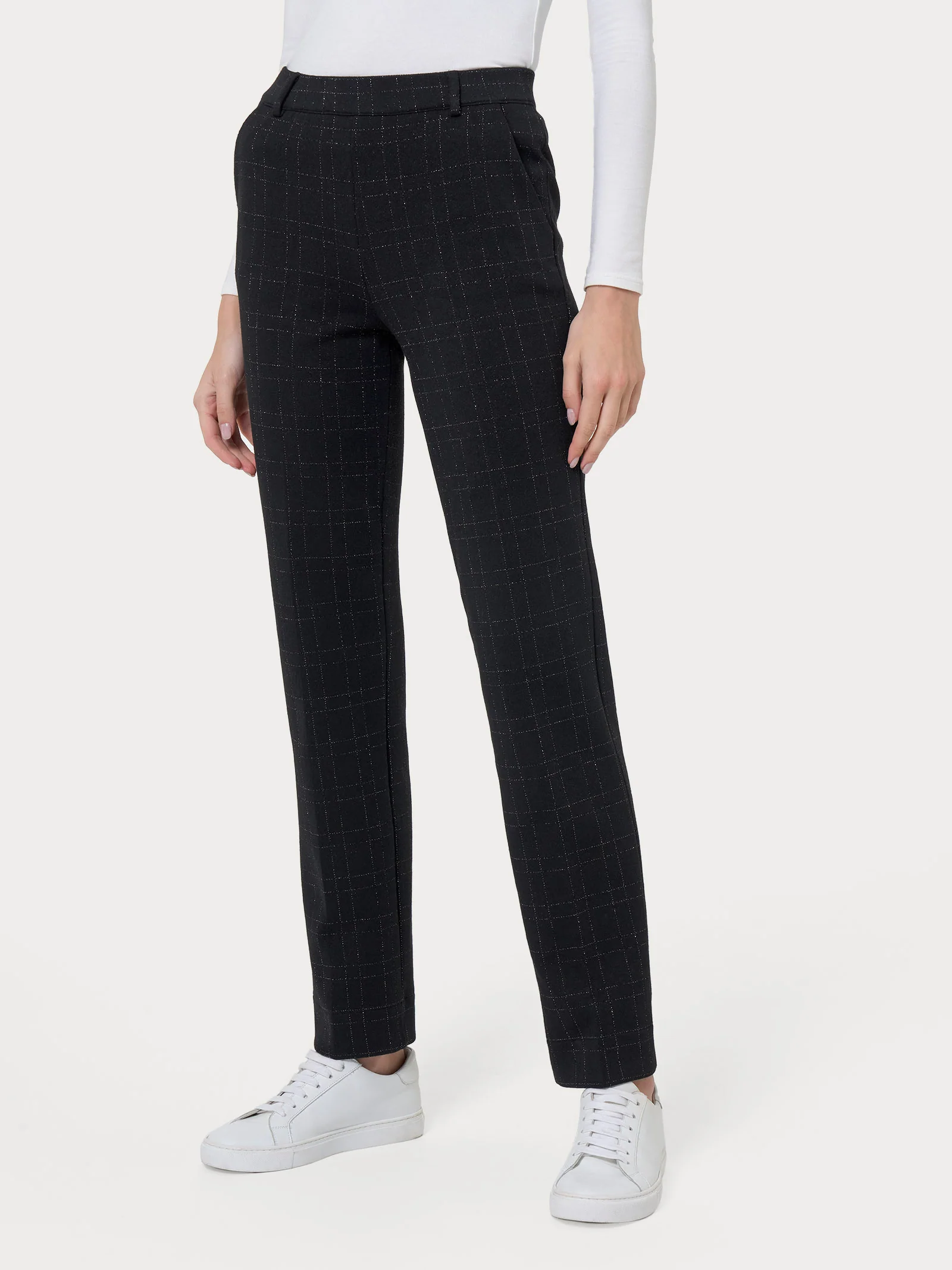 Pantalone dritto con tasche in tessuto Eco Jacquard - Fant.Nero