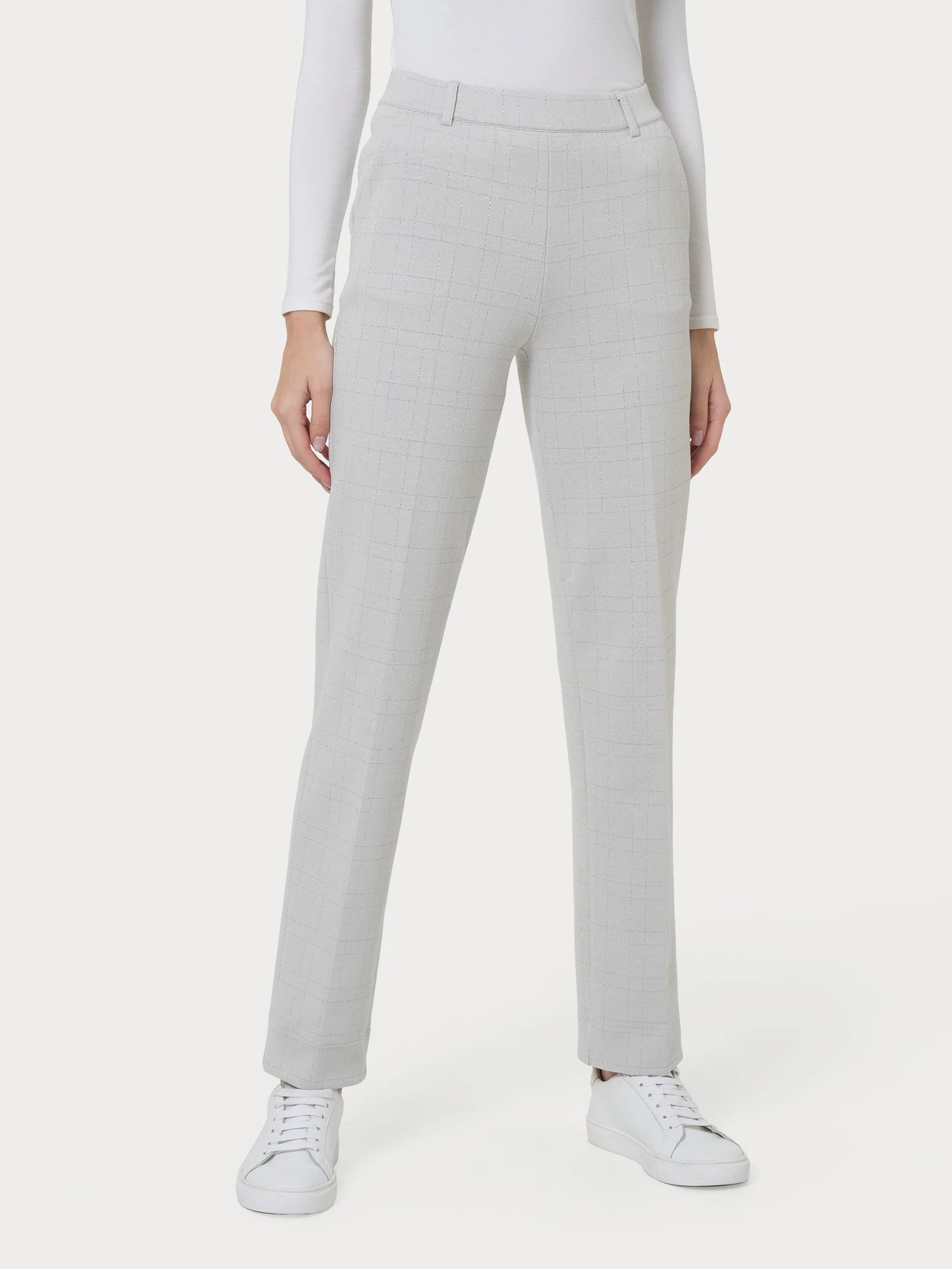 Pantalone dritto con tasche in tessuto Eco Jacquard - Fant.Champignon