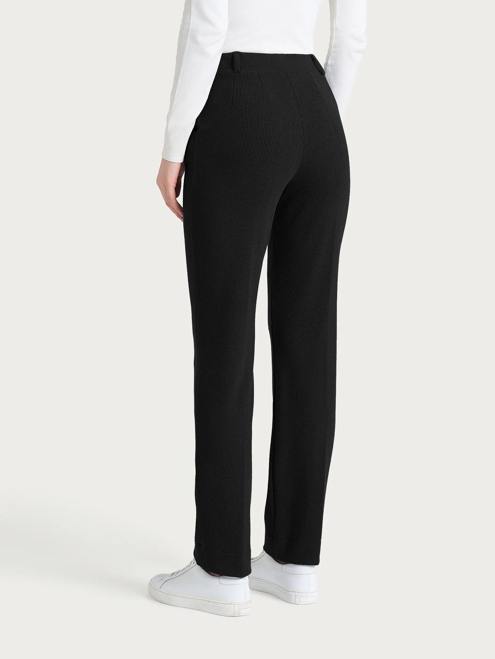 Pantalone dritto con tasche in Velvet - Nero - Image 2