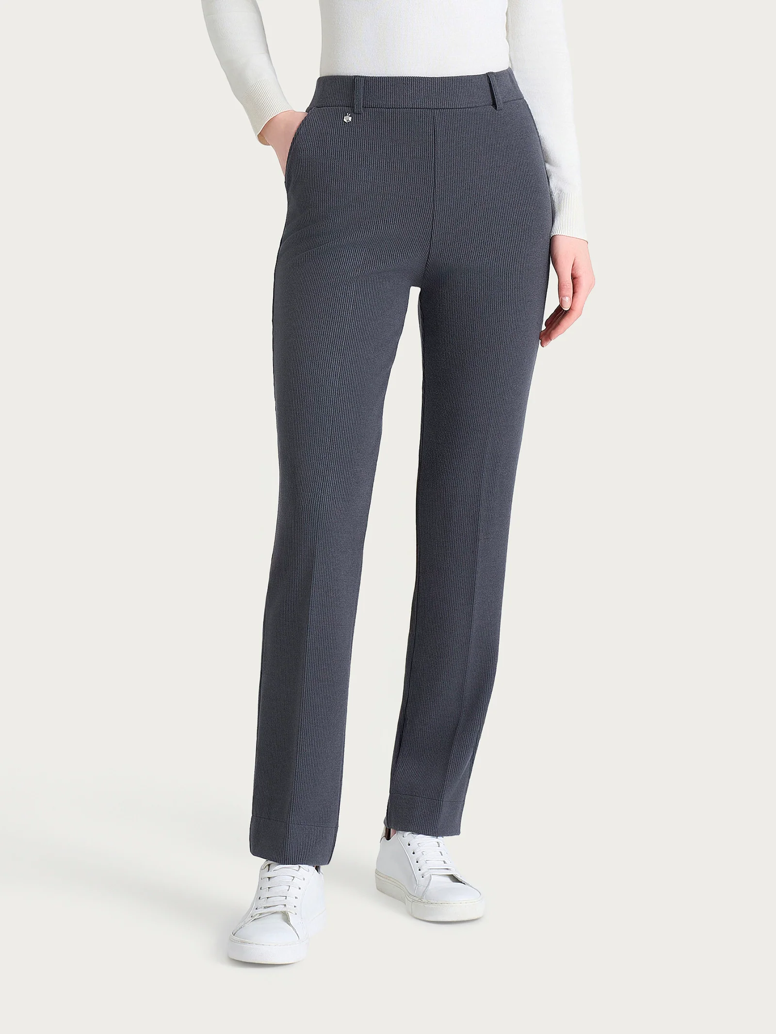 Pantalone dritto con tasche in Velvet - Dark Shadow