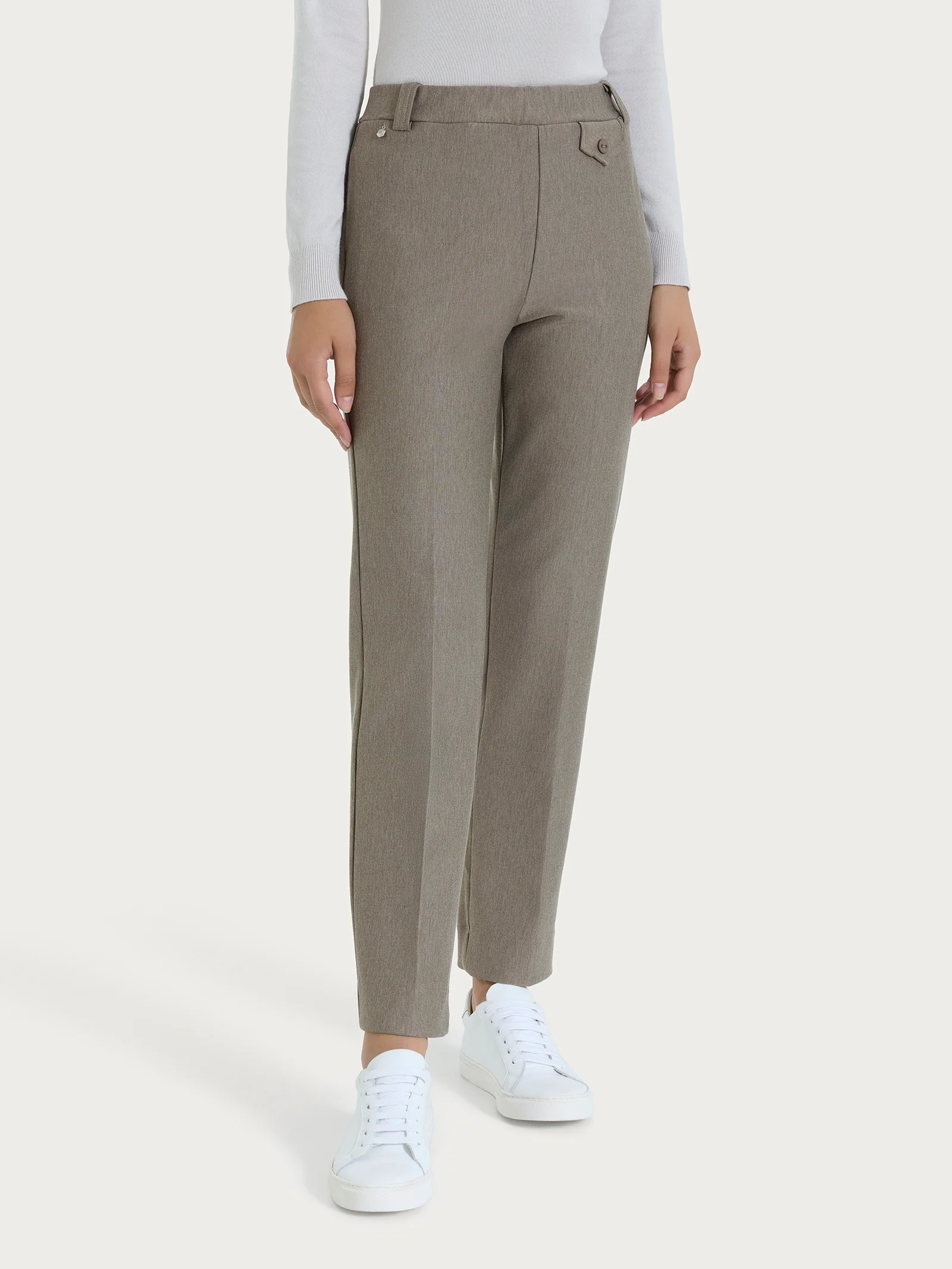 Pantalone dritto con taschino in Compact - Glace' Mel.