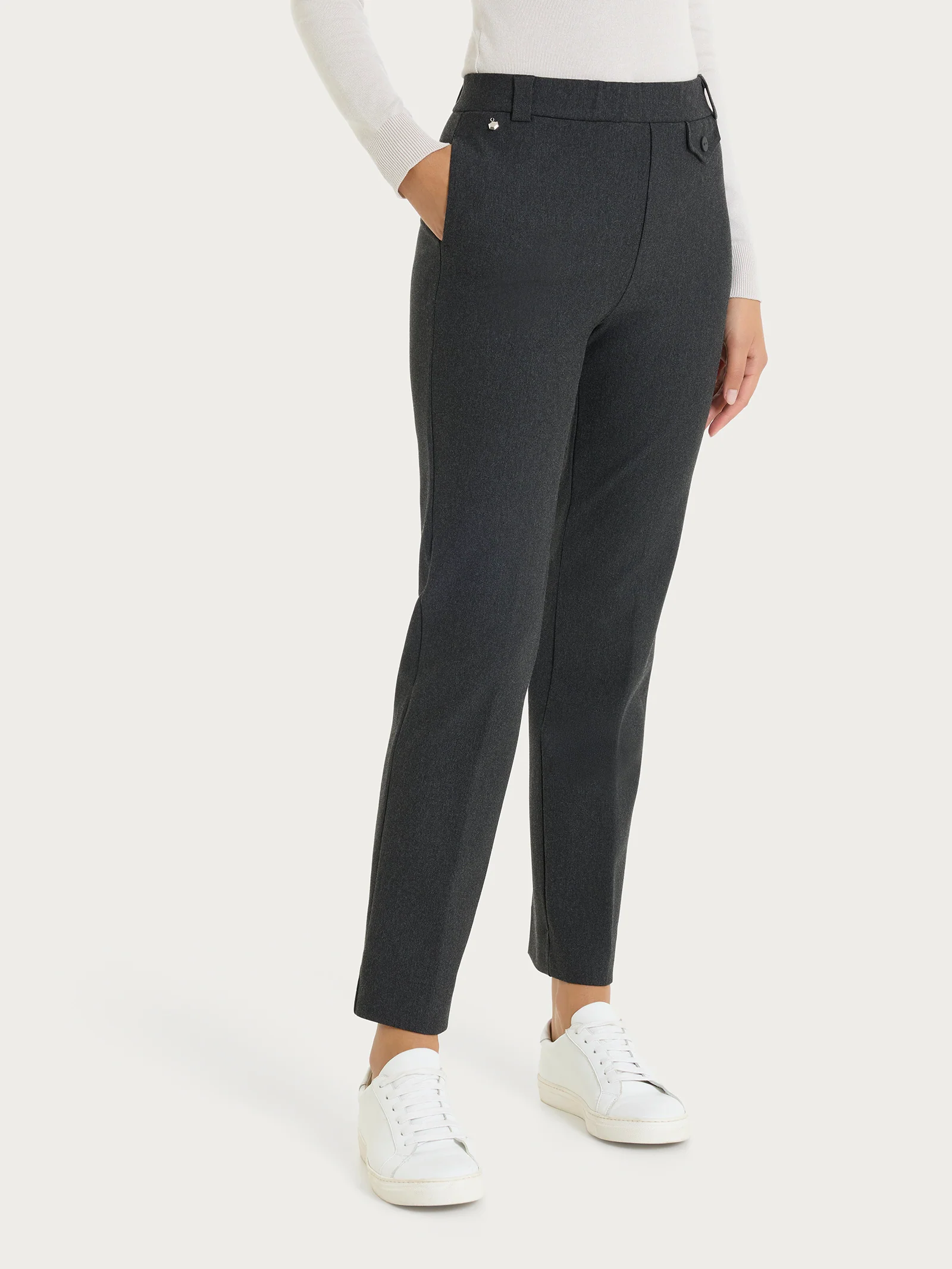 Pantalone dritto con taschino in Compact - Oscuro Mel.