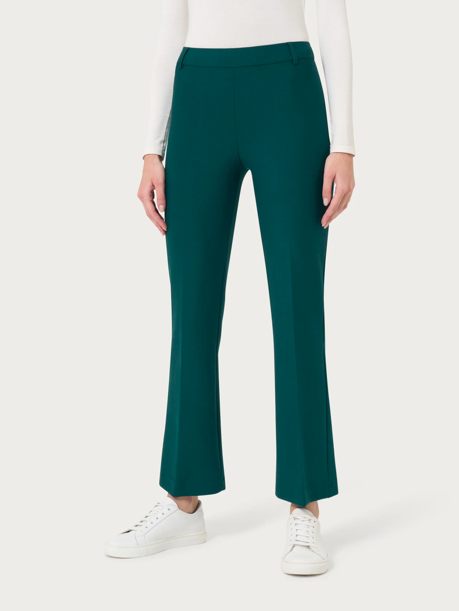 Pantalone flare alla caviglia in Compact - Rain Forest