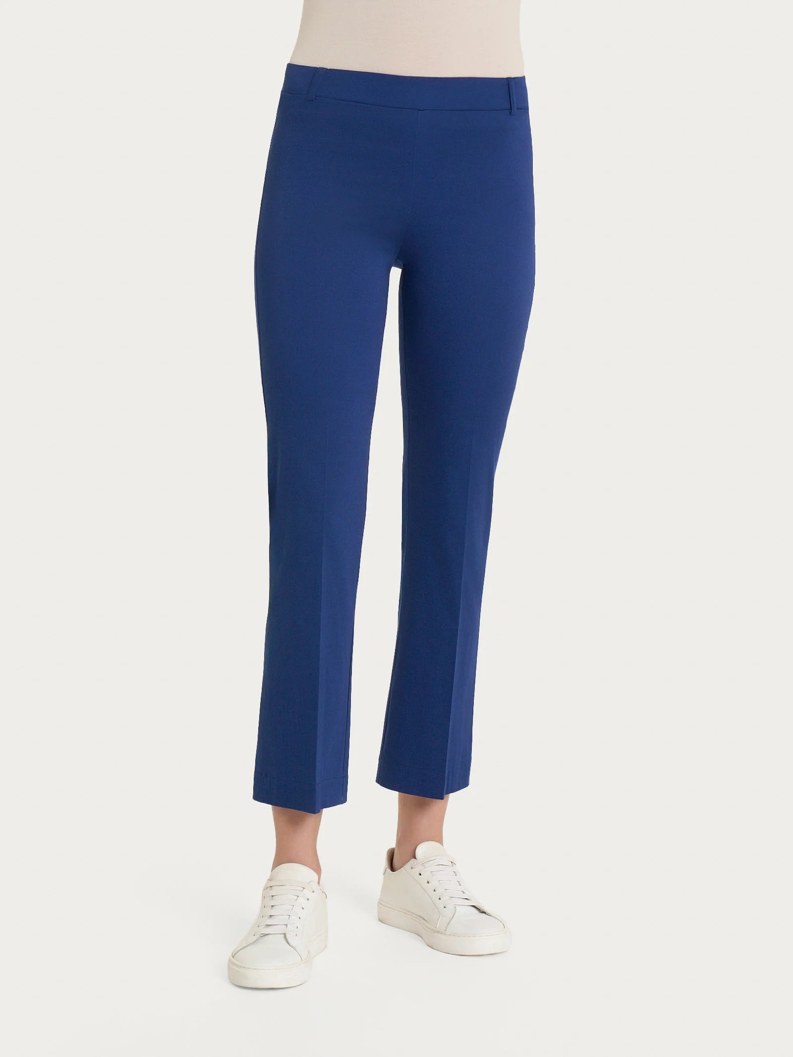 Pantalone flare alla caviglia in Satin Power - Blueberry
