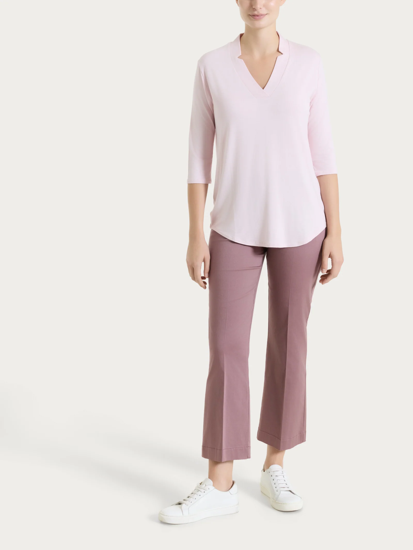 Pantalone flare con spacchetti in Satin Power - Twilight Mauve - Image 4