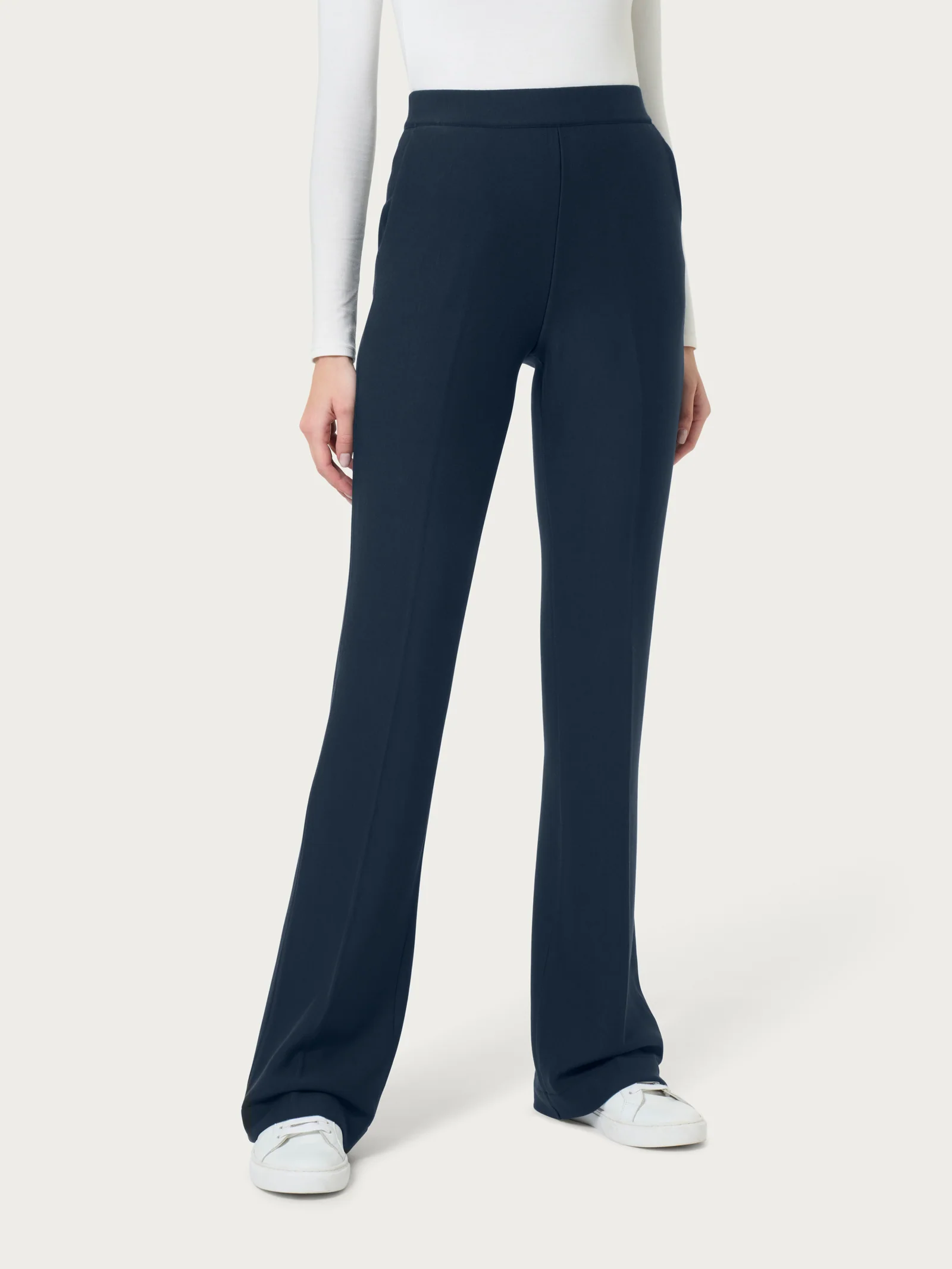 Pantalone flare con tasche in Eco Techno Fleece - Bleu