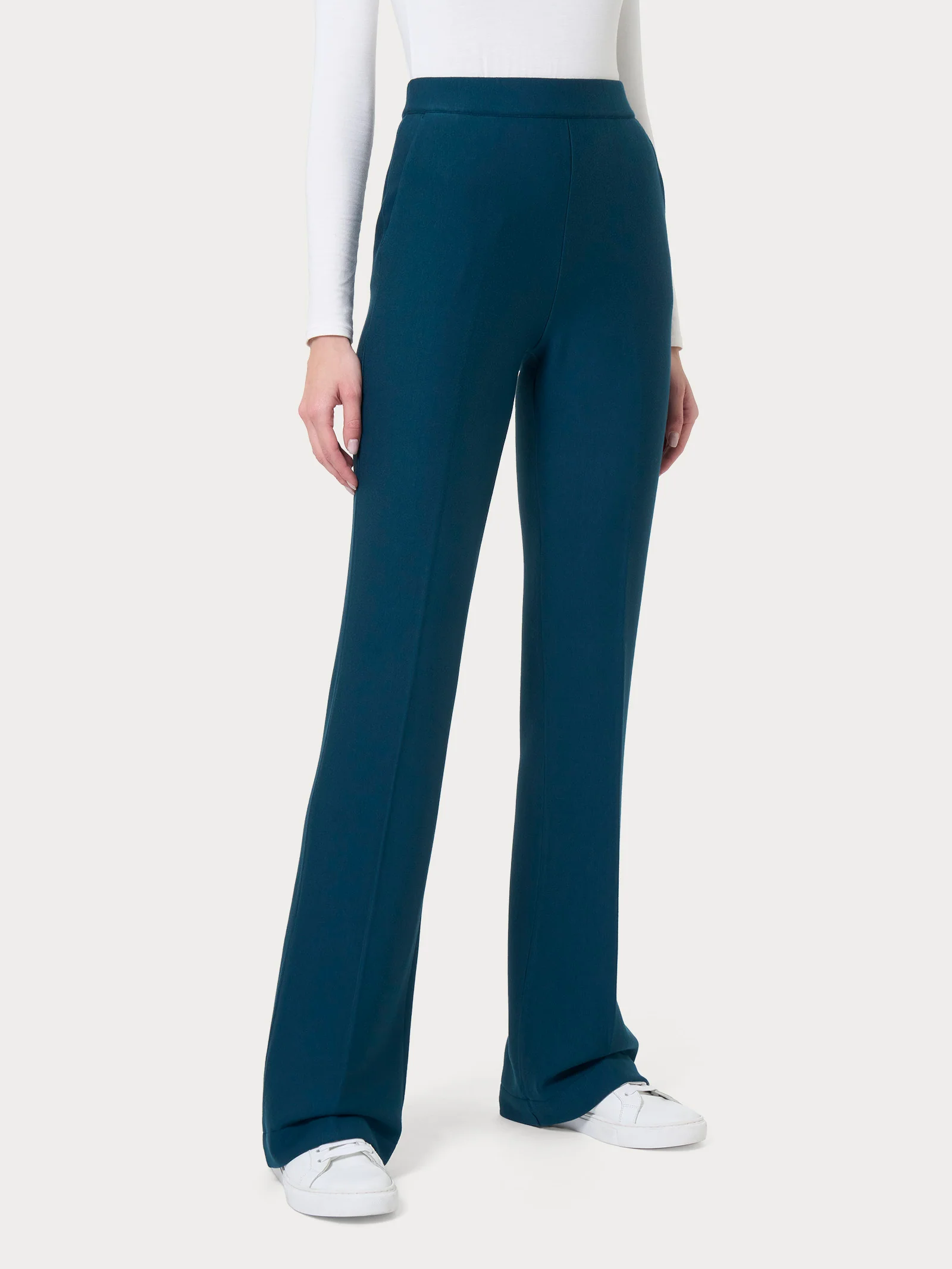 Pantalone flare con tasche in Eco Techno Fleece - Reflecting Pond