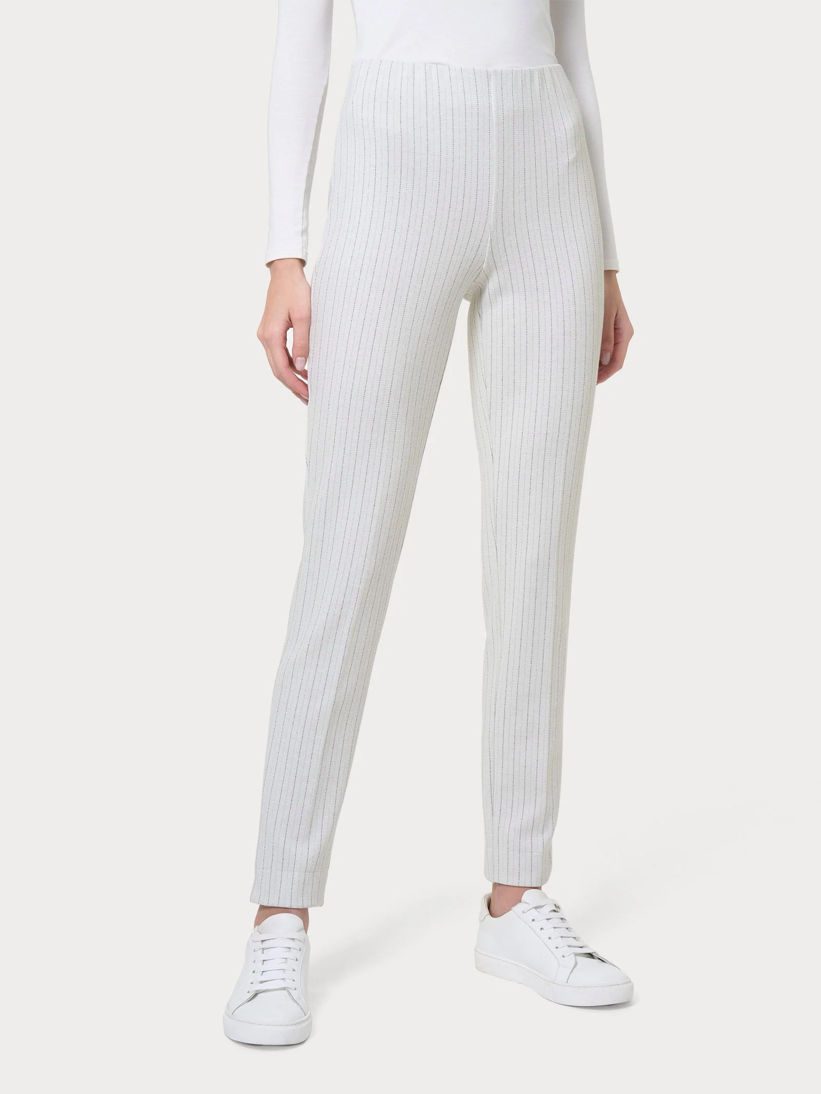 Pantalone gessato a sigaretta in tessuto Eco Jacquard - Fant.Argento Mel.