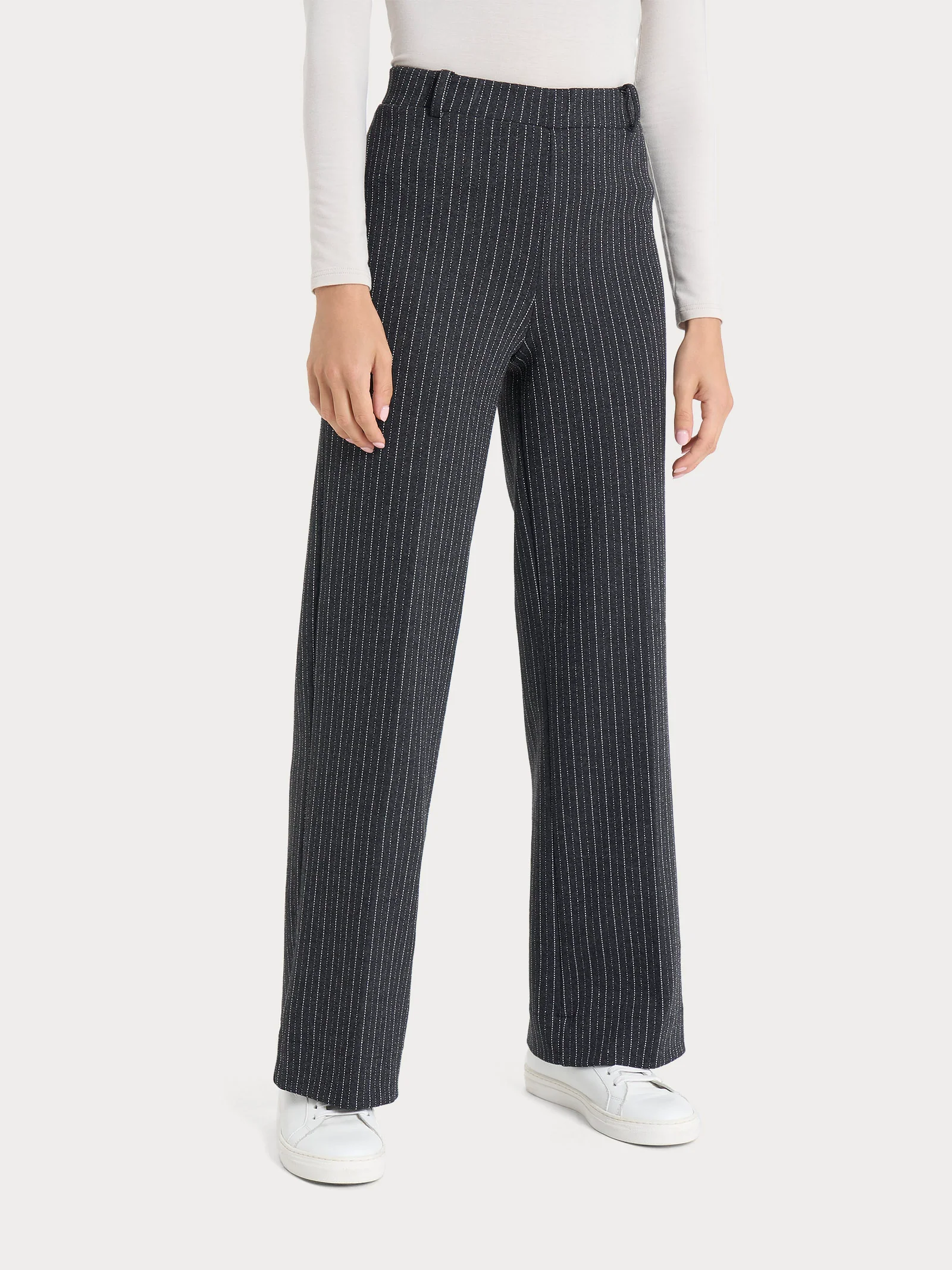 Pantalone gessato ampio in tessuto Eco Jacquard - Fant.Oscuro Mel