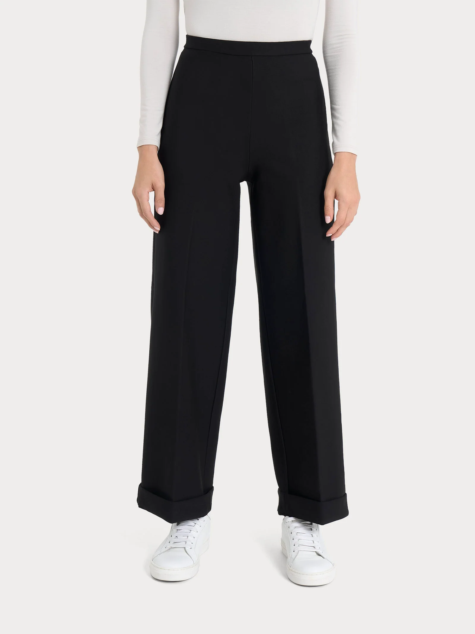 Pantalone modellante alla caviglia in tessuto compact - Nero