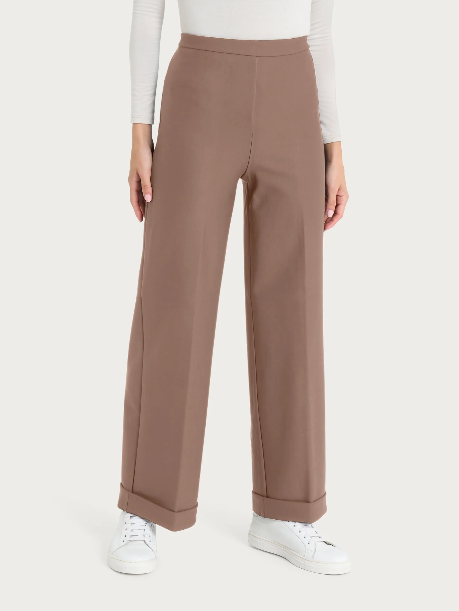 Pantalone modellante alla caviglia in tessuto compact - Pine Bark