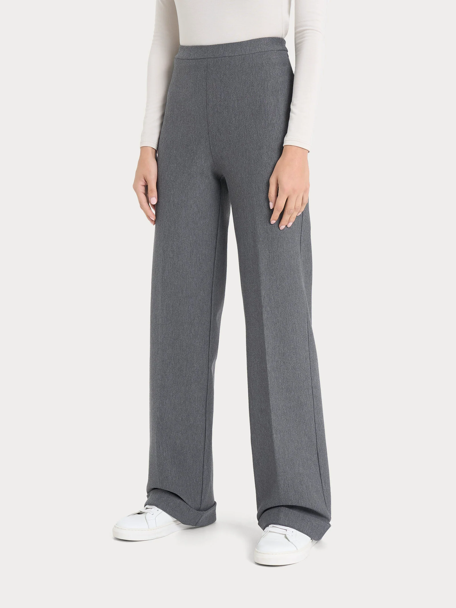 Pantalone modellante ampio in tessuto compact - Ardesia Mel.