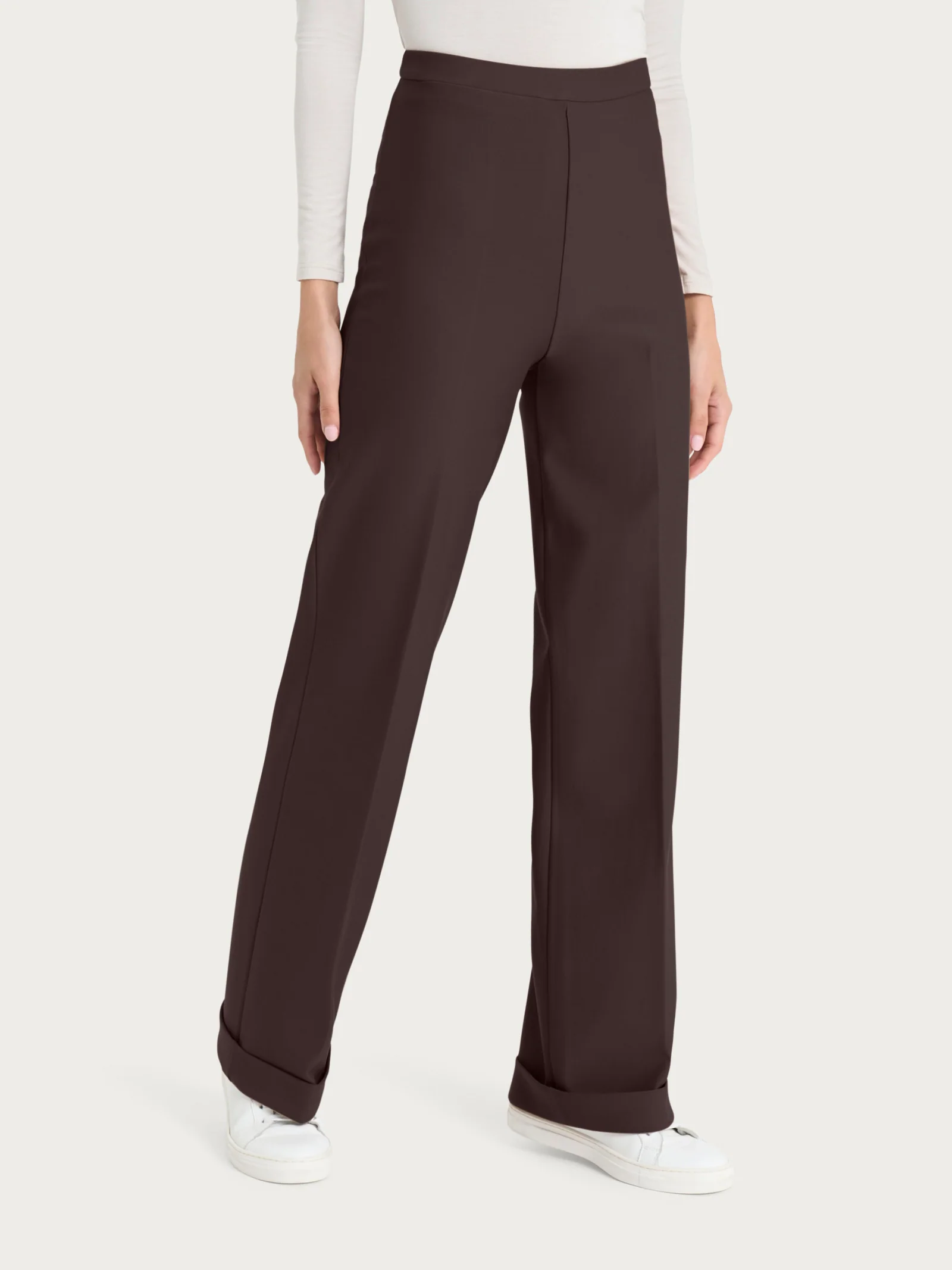 Pantalone modellante ampio in tessuto compact - Chocolate Torte