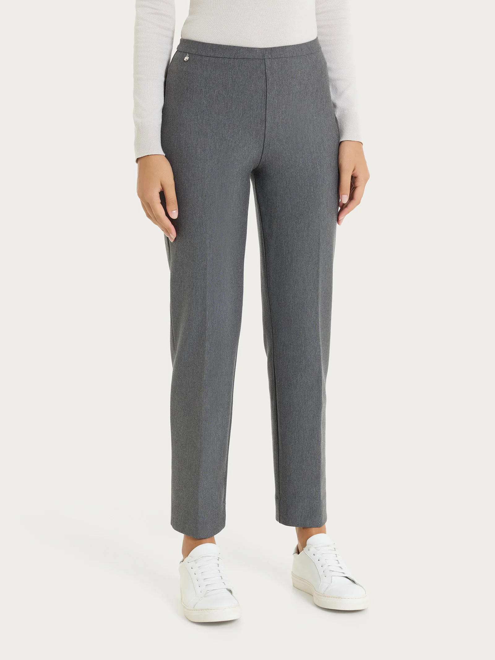 Pantalone modellante dritto con tasche in Compact - Ardesia Mel.