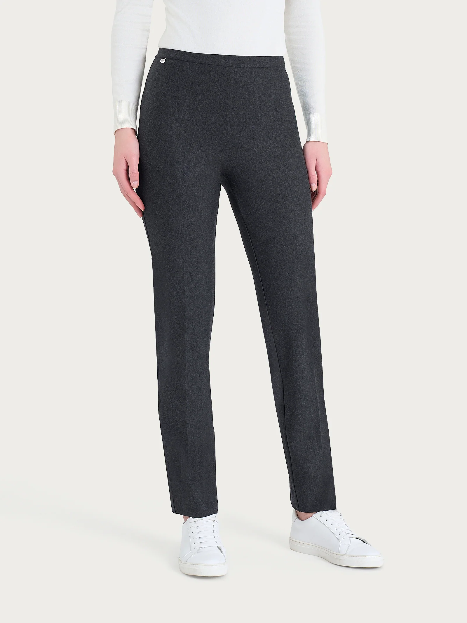 Pantalone modellante dritto con tasche in Compact - Oscuro Mel.