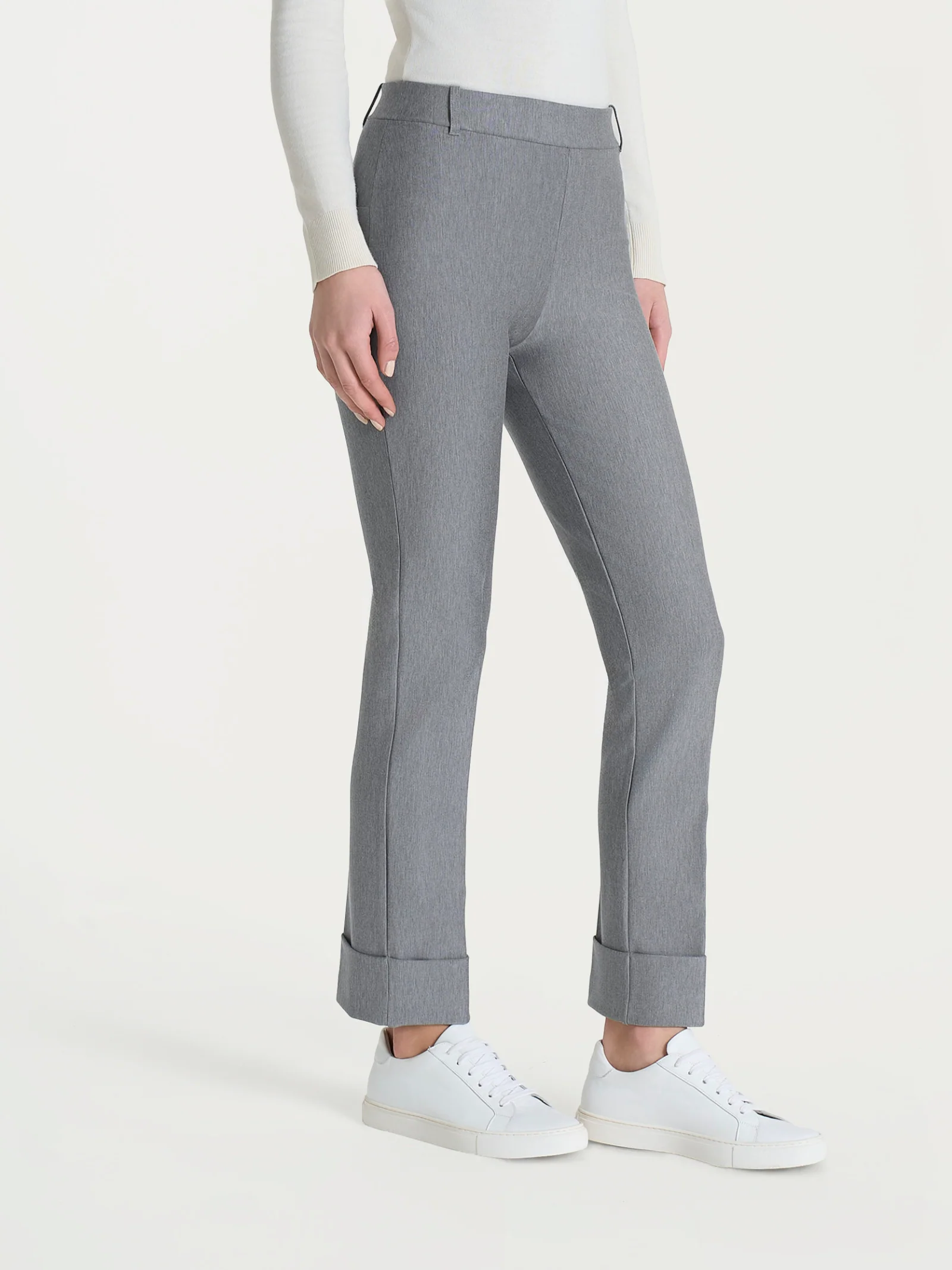 Pantalone slim dritto in Compact - Grigio Mel.