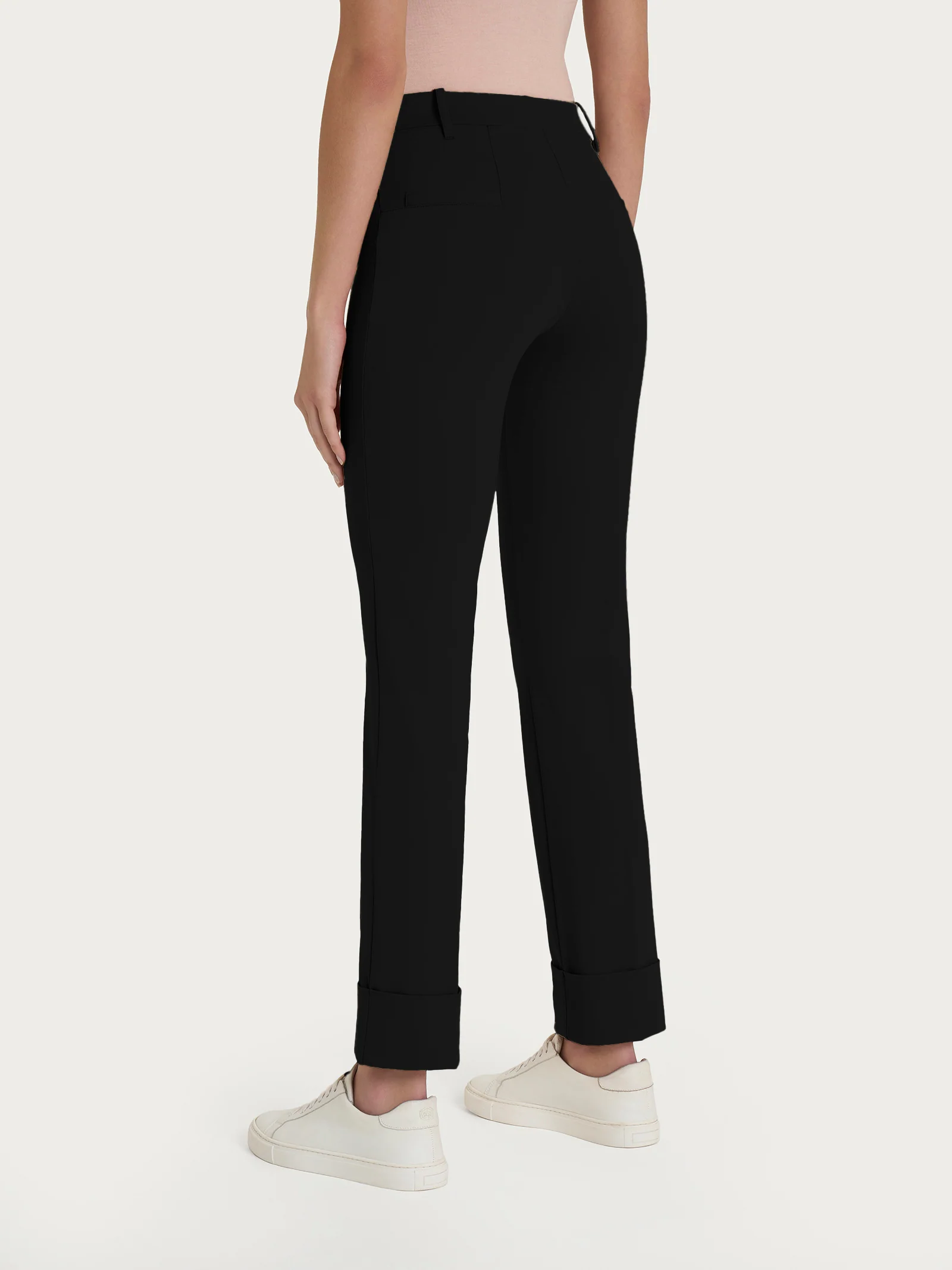 Pantalone slim dritto in Compact Light - Nero - Image 2