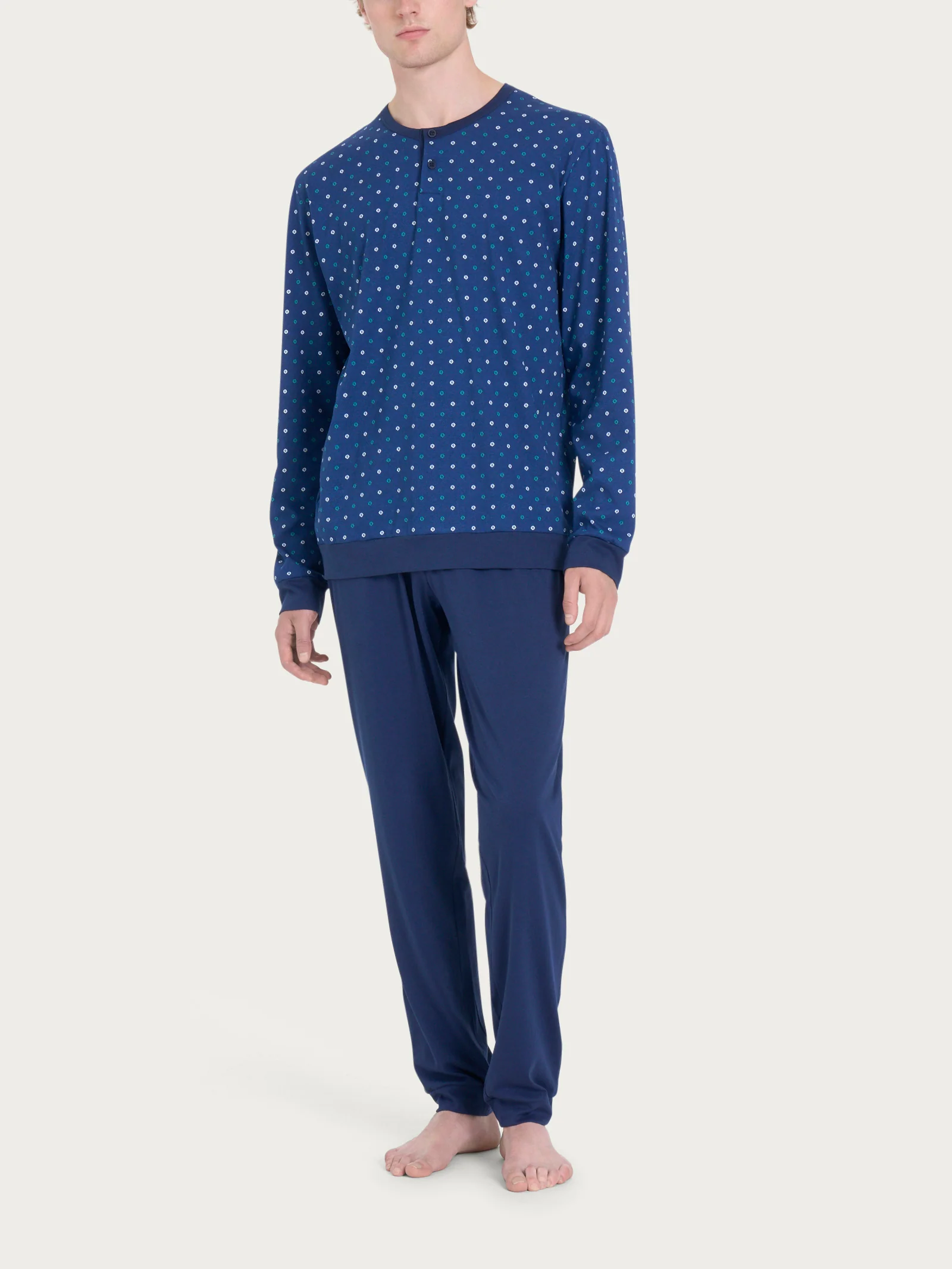 Pigiama a serafino con stile cravattier in Jersey di Cotone - Fant. Naval Academy Cravatier