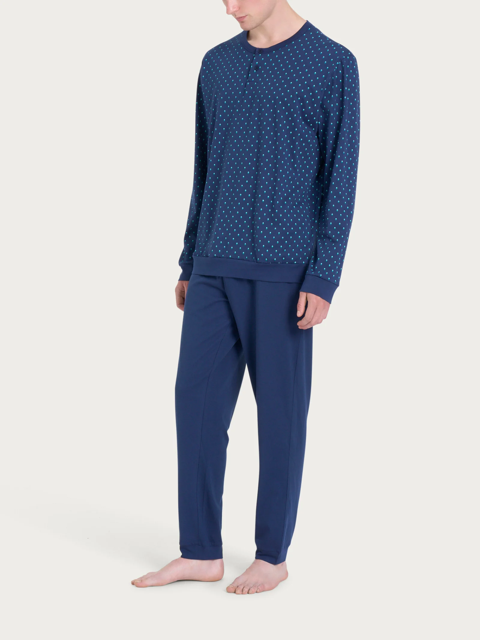 Pigiama a serafino con stile geometrico in Jersey di Cotone 44-56 - Fant. Naval Academy