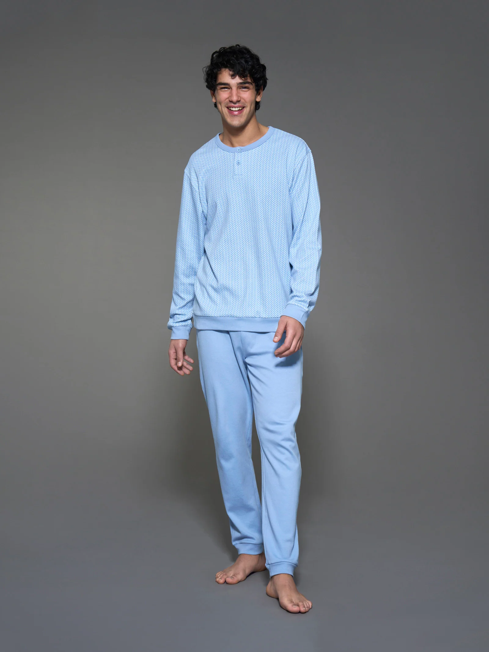Pigiama a serafino in interlock di caldo cotone - Fant. Lavender Lustre