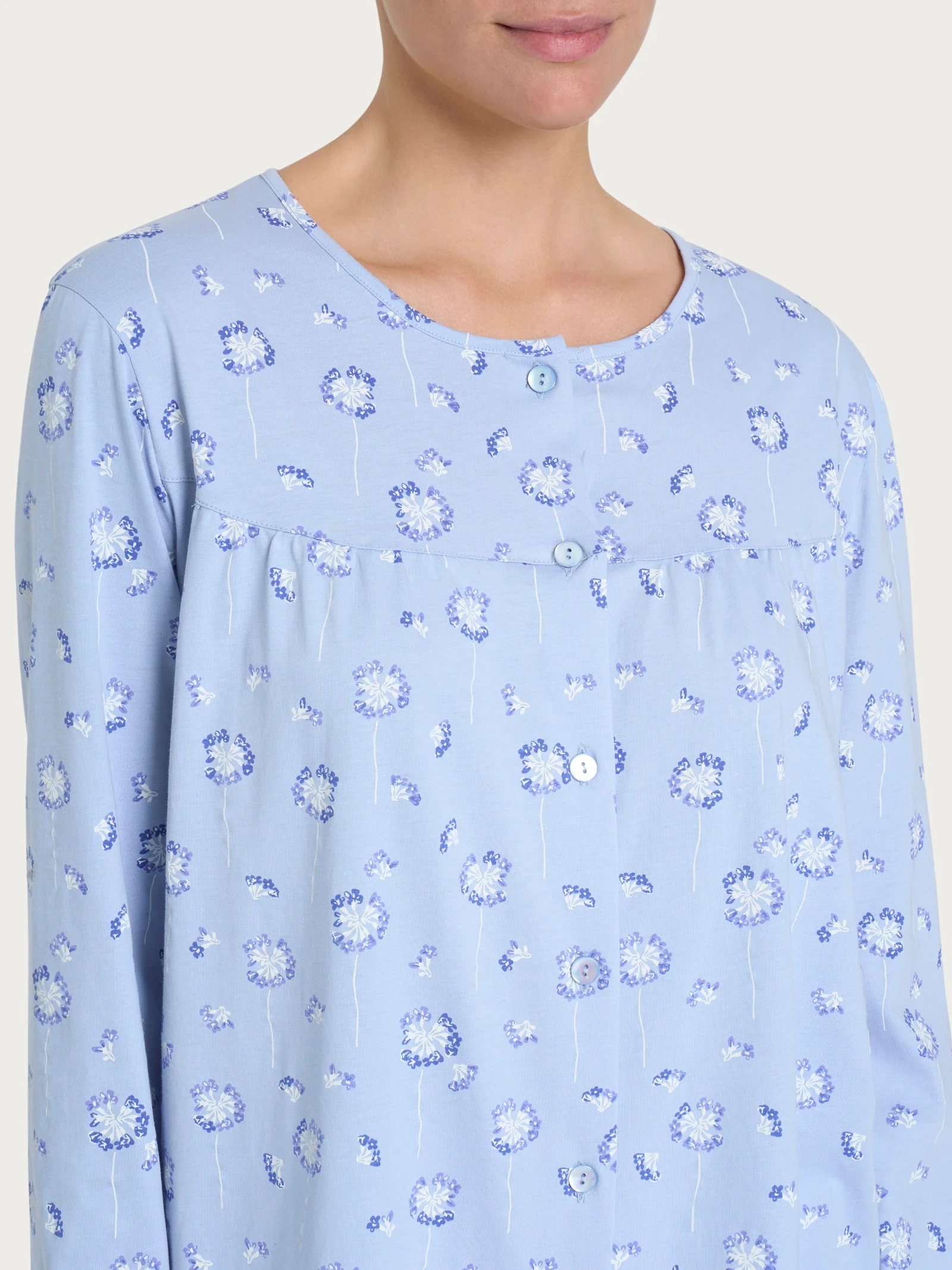 Pigiama aperto con arricciatura in Jersey di Cotone 54-60 - Fant. Brunnera Blue - Image 3