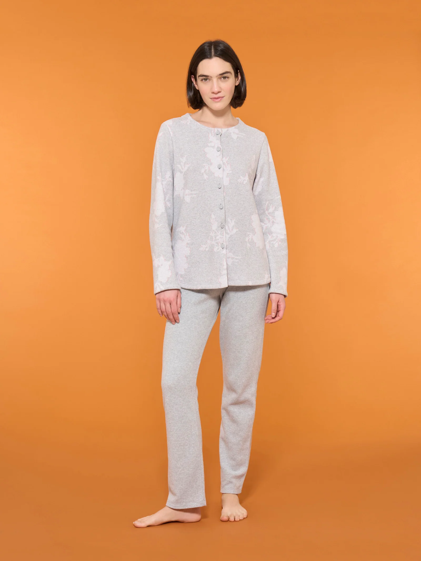 Pigiama aperto con fantasia floreale in cotton eco pile - Fant.Vapore Mel.