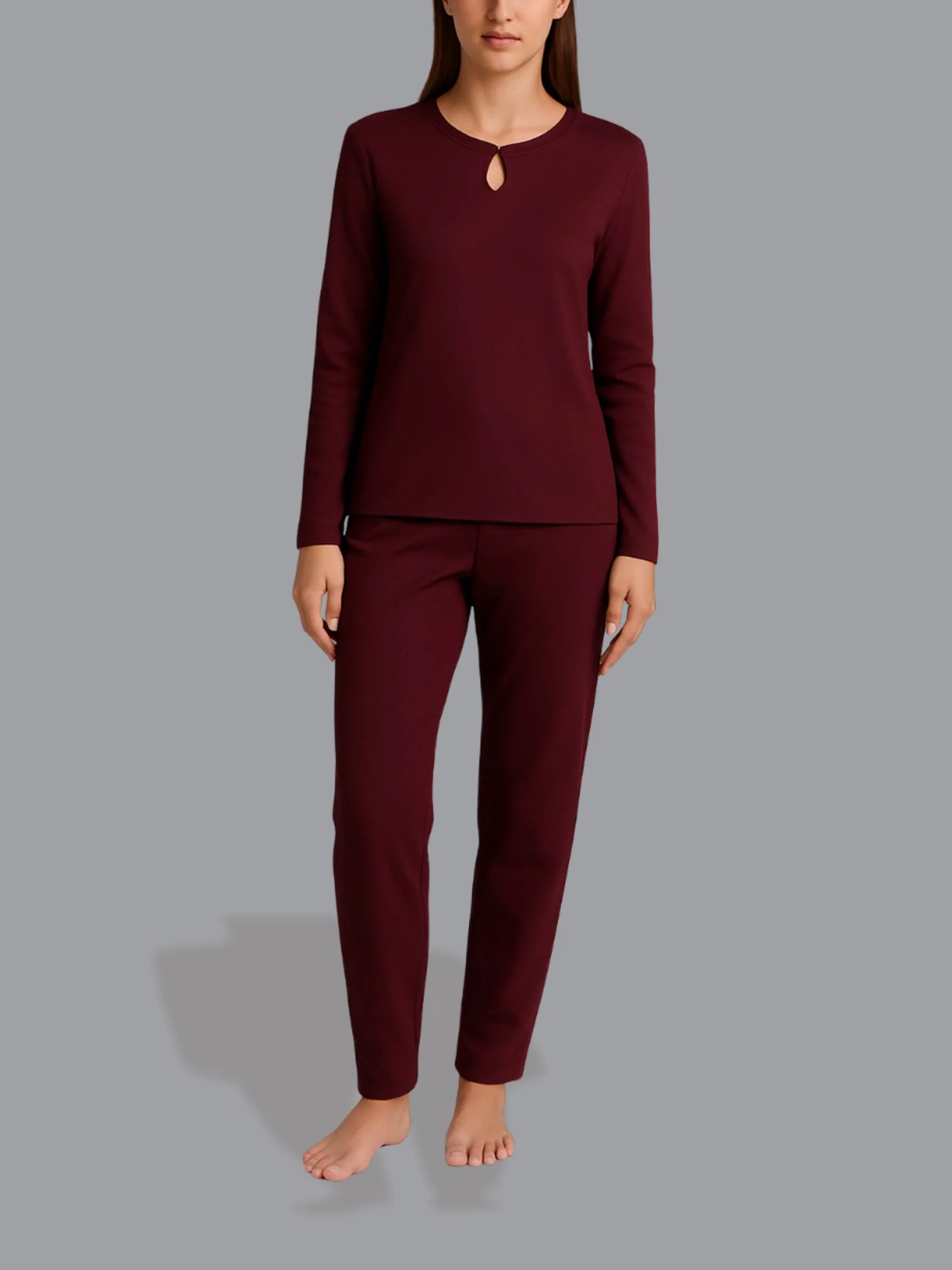 Pigiama con scollo a goccia in Thermo Cotton - Fig