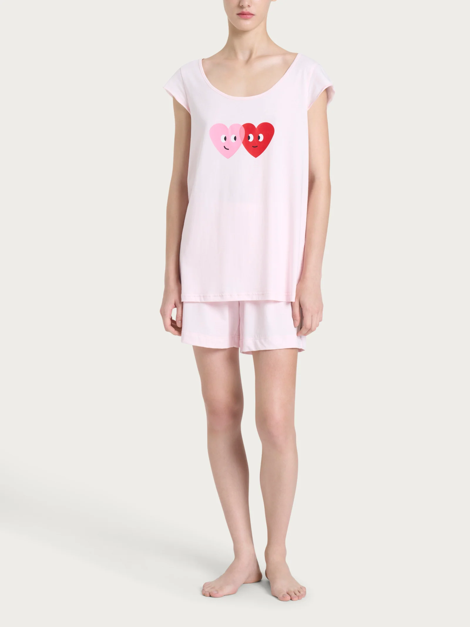 Pigiama corto con grafiche in Jersey di cotone - Fant. Pink a boo