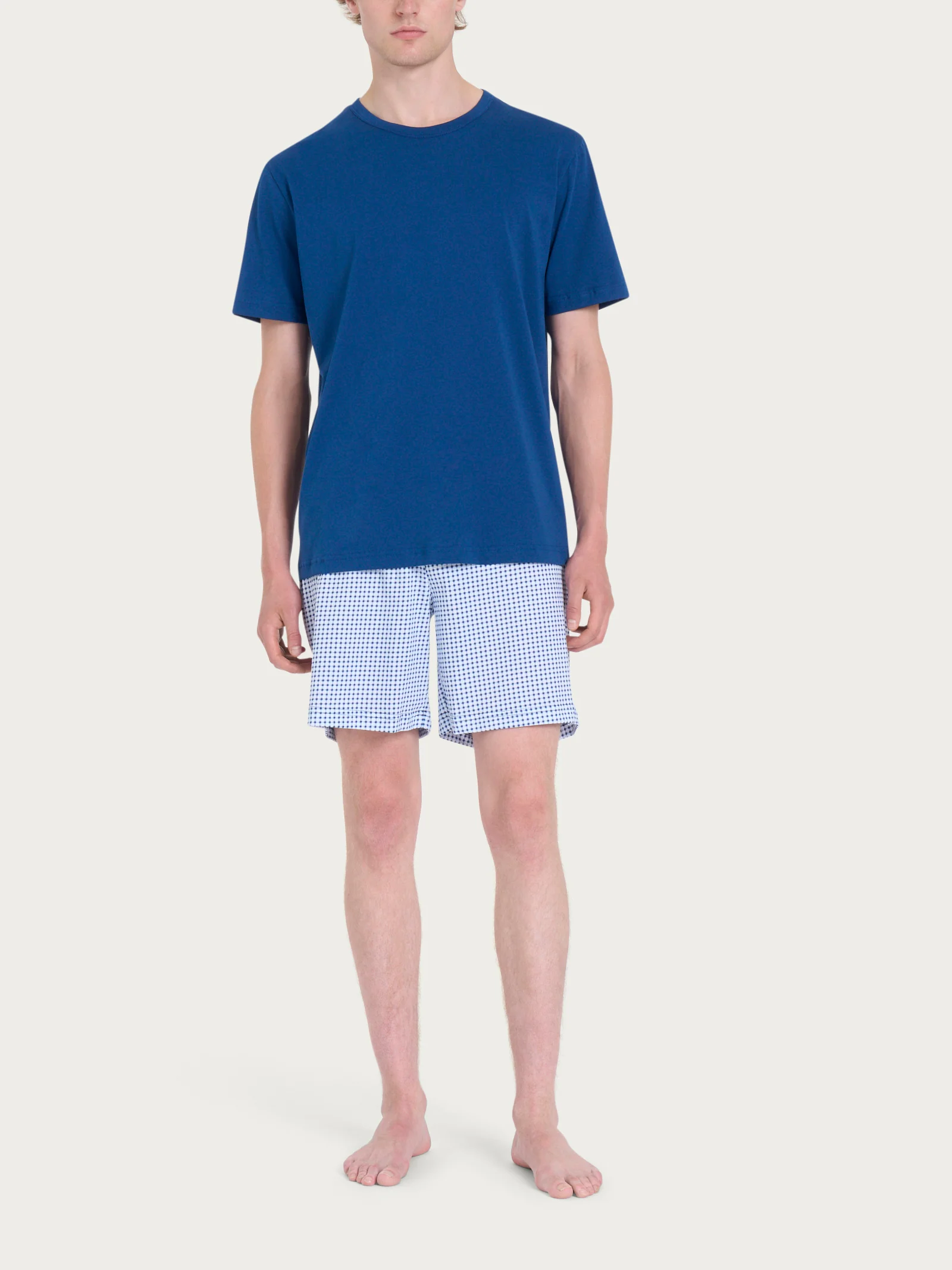 Pigiama corto girocollo in Jersey di Cotone - Fant. Navy Peony