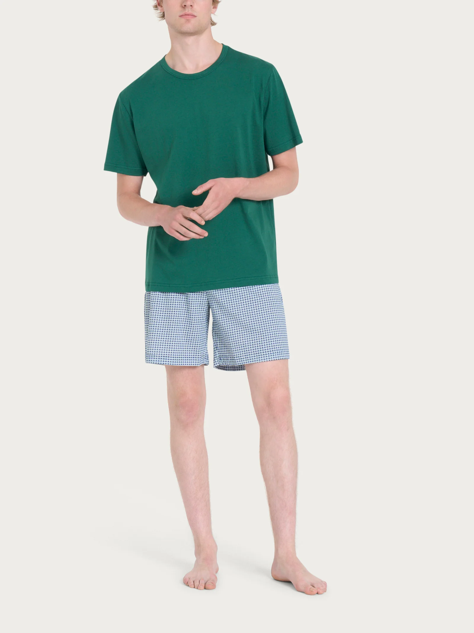Pigiama corto girocollo in Jersey di Cotone - Fant. Posy Green