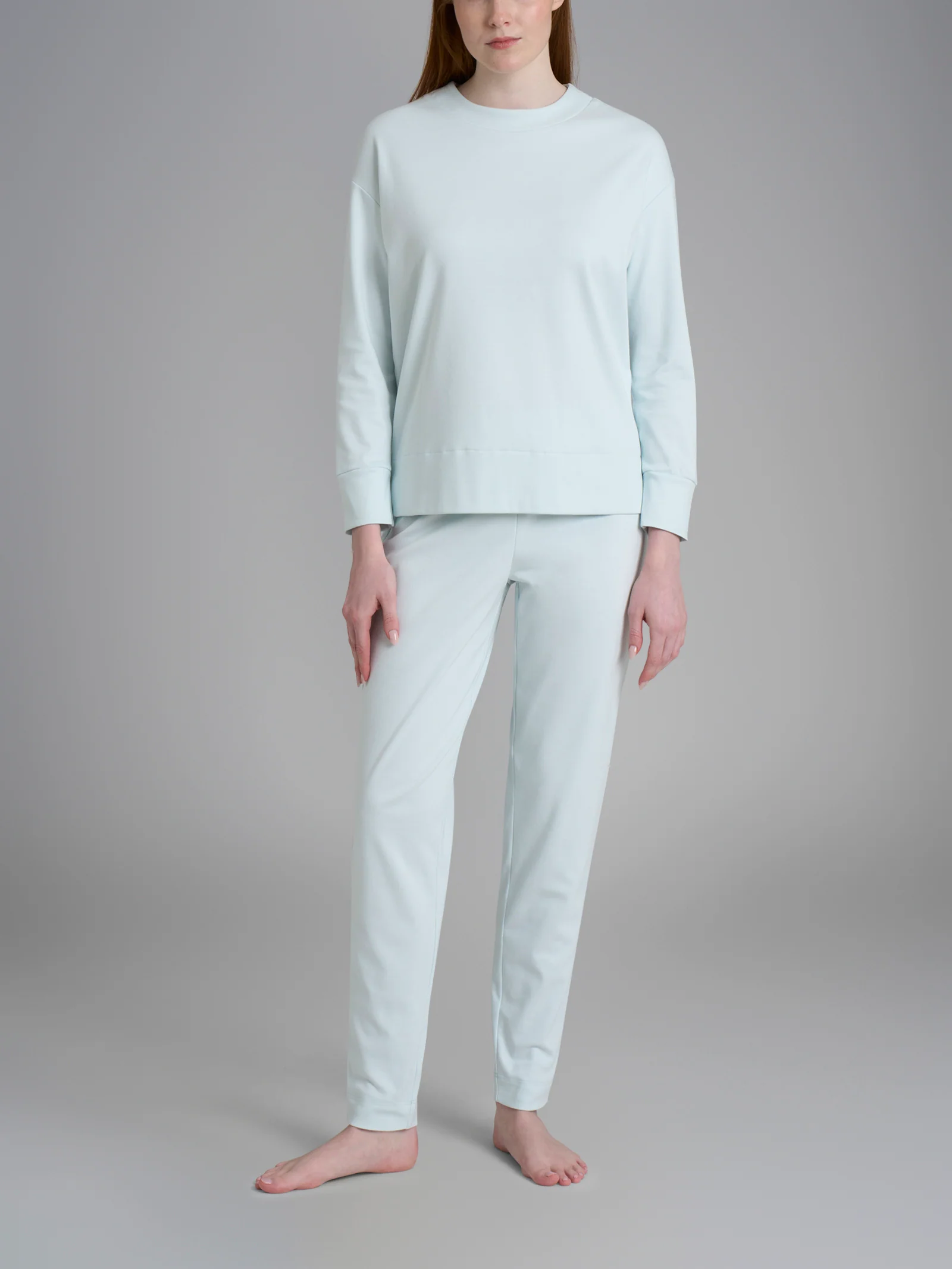 Pigiama girocollo tinta unita in Interlock di cotone - Wan Blue