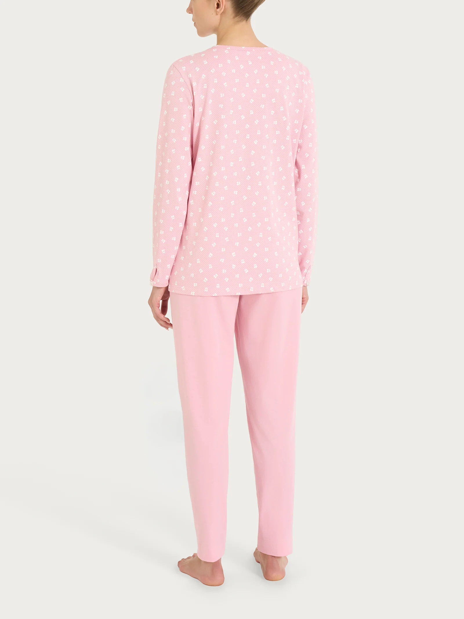 Pigiama in fantasia con collo a serafino in Jersey di cotone 52-56 - Fant. Cameo Pink - Image 2