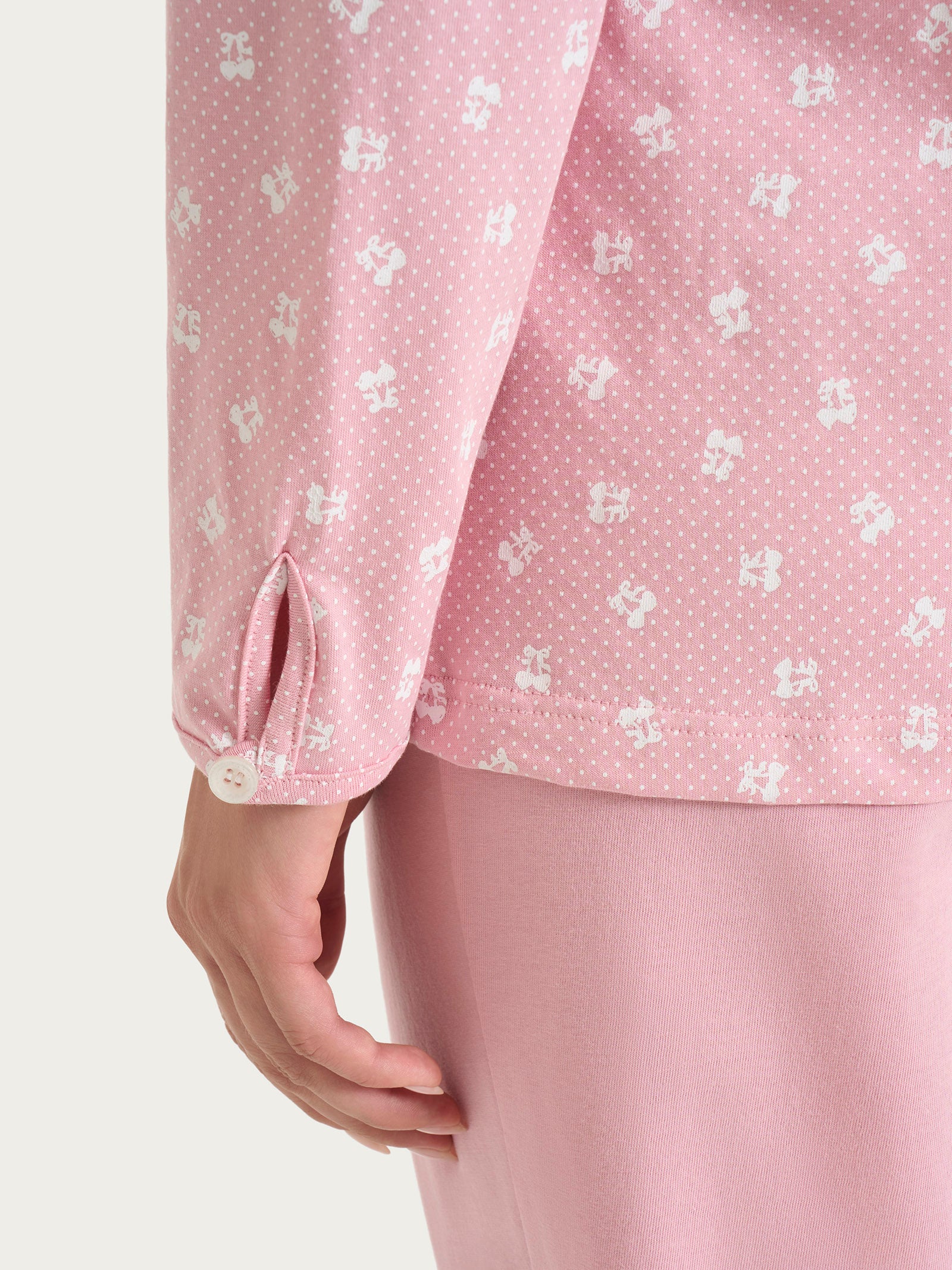 Pigiama in fantasia con collo a serafino in Jersey di cotone 52-56 - Fant. Cameo Pink - Image 4