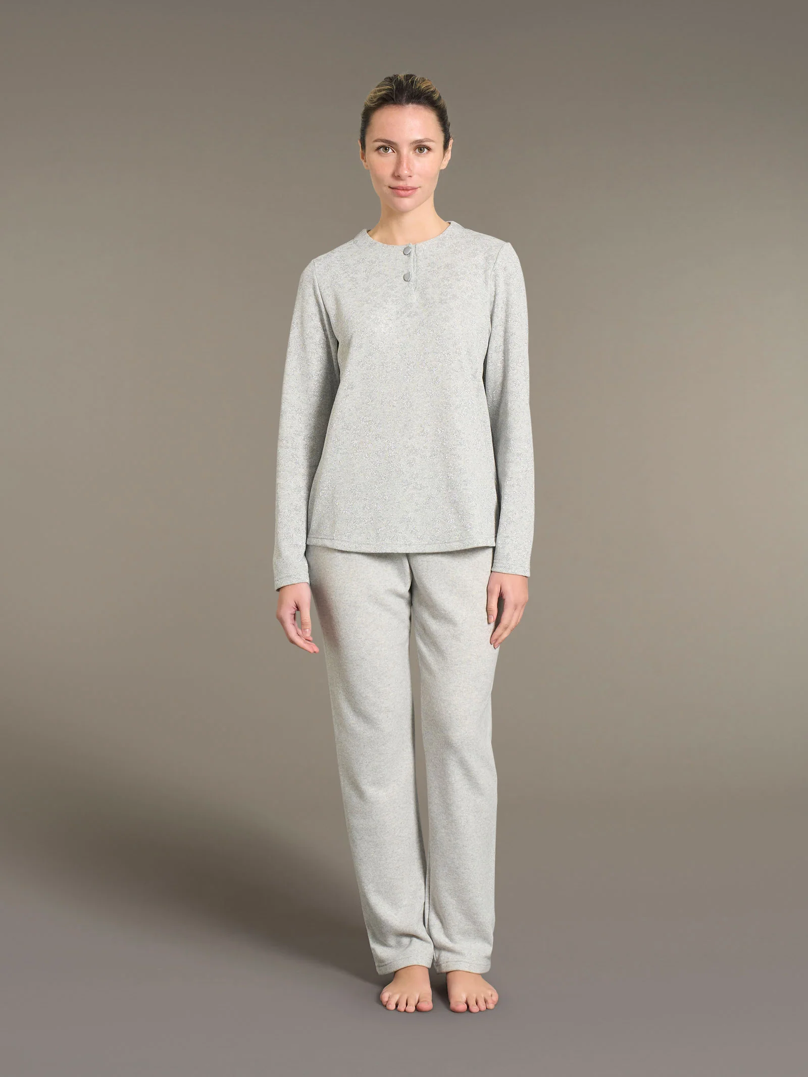 Pigiama serafino in Cotton Eco Pile e Lurex - Fant.Vapore Mel.