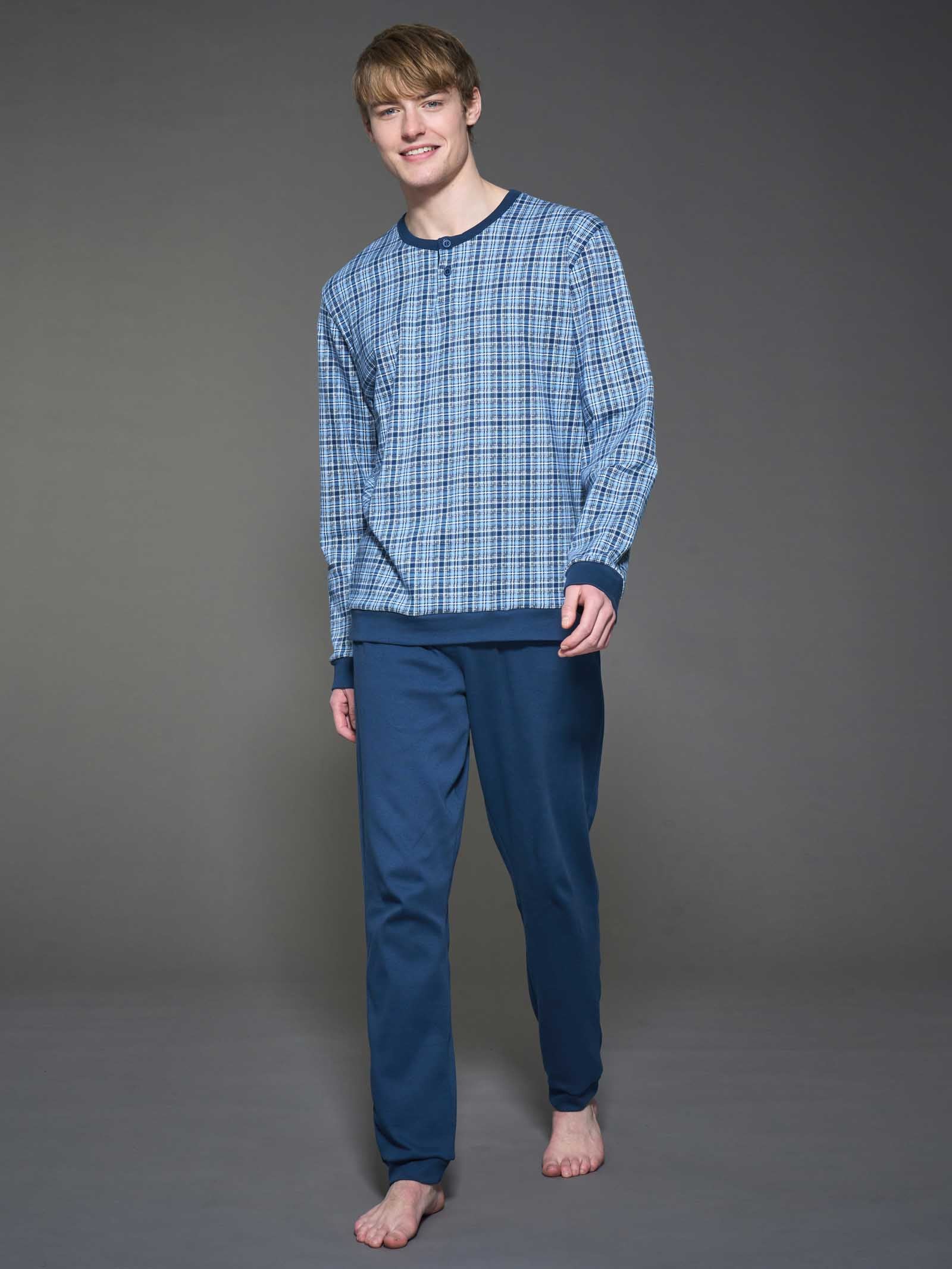 Pigiama tartan a serafino in interlock di cotone - Fant. Lavender Lustre