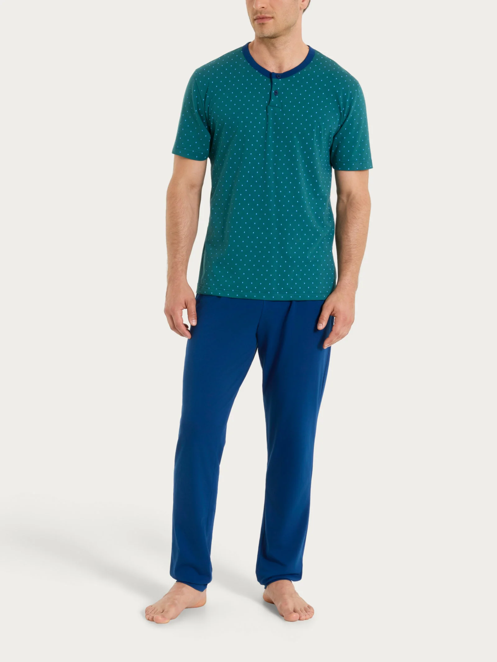 Pigiama trittico con micro rombi in Jersey di Cotone - Fant. Bayberry