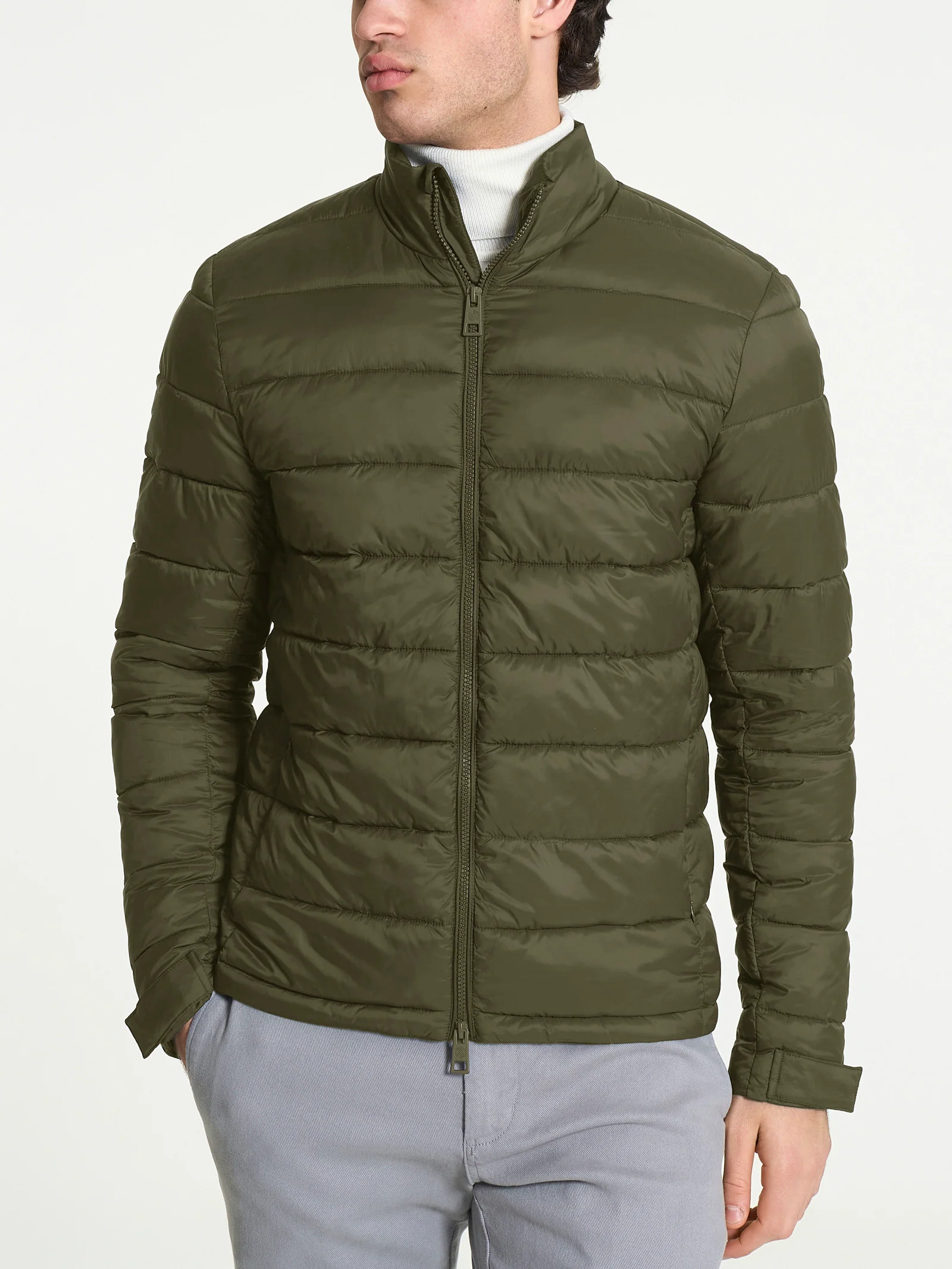 Piumino corto classico in Vegan Down - Dark Olive