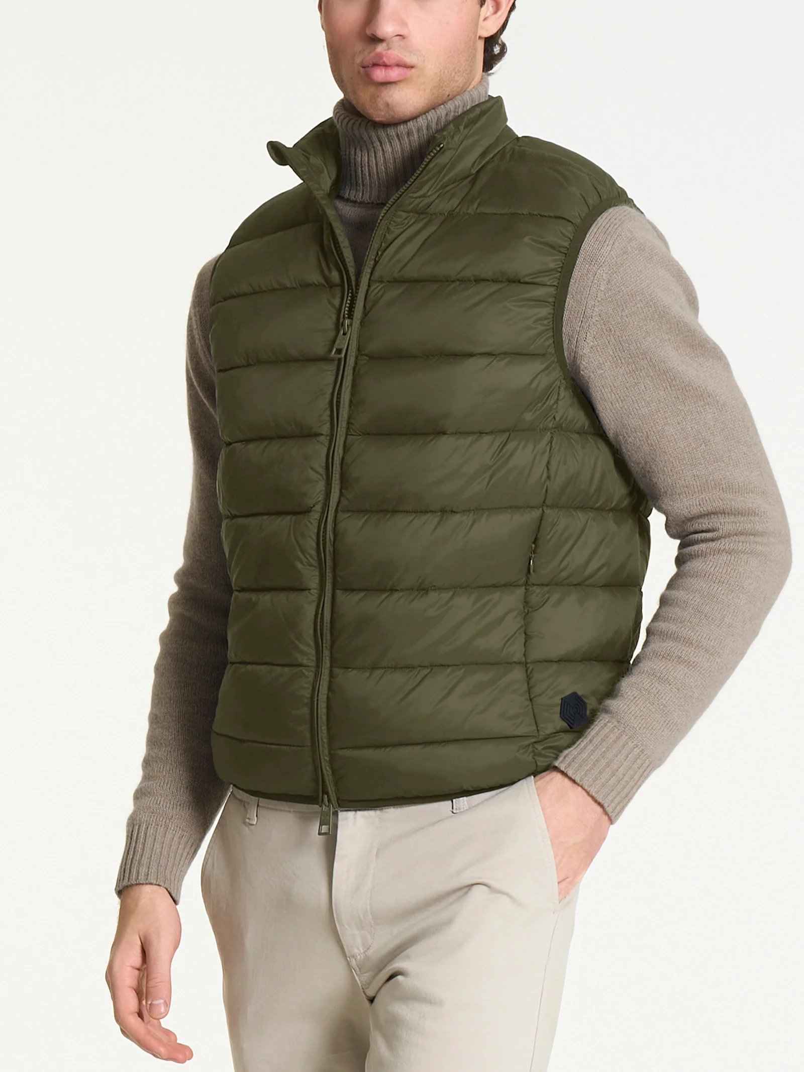 Piumino smanicato in Vegan Down - Dark Olive