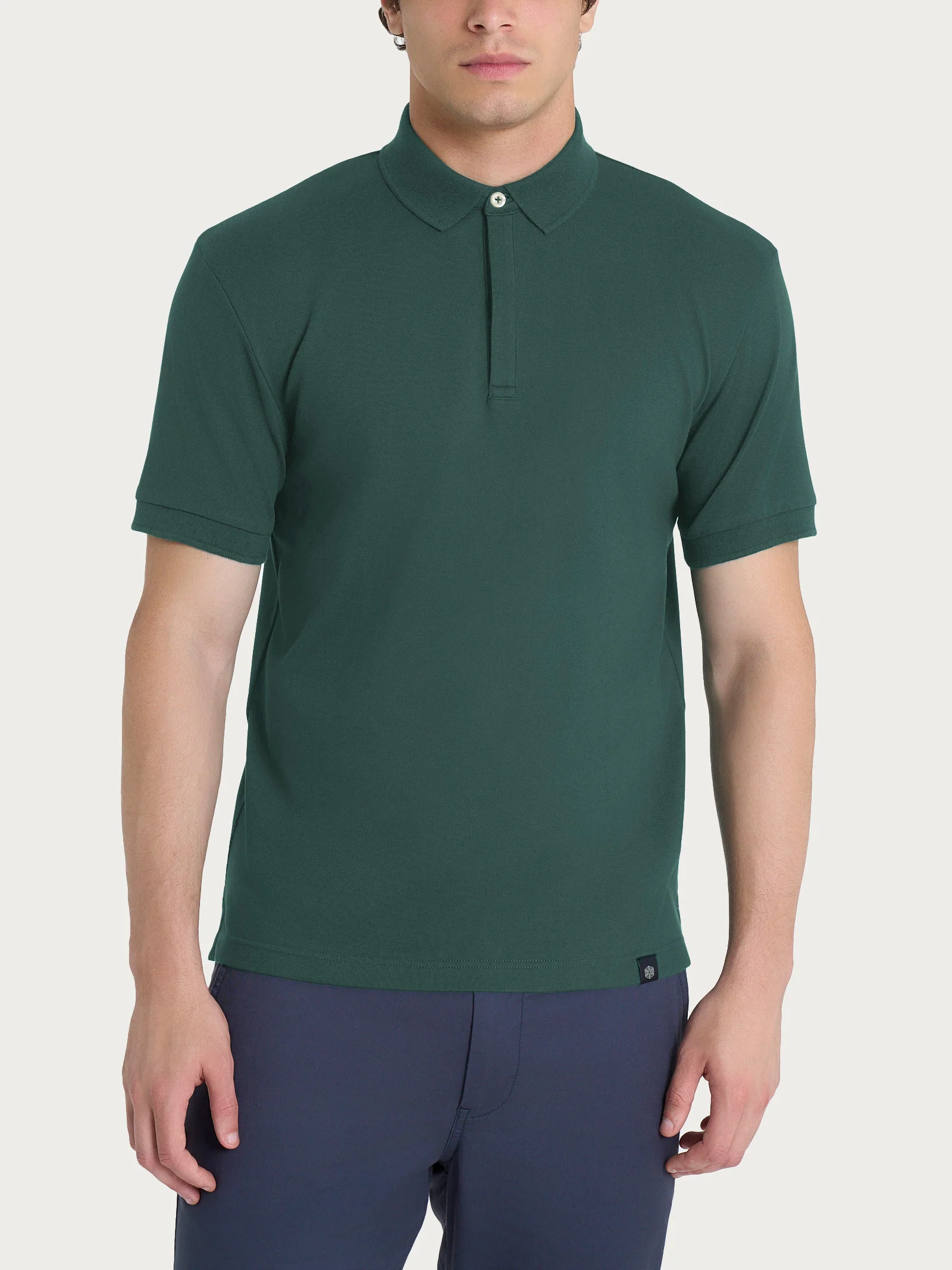 Polo in Eco Cotton Piquet Stretch - Dark Forest 