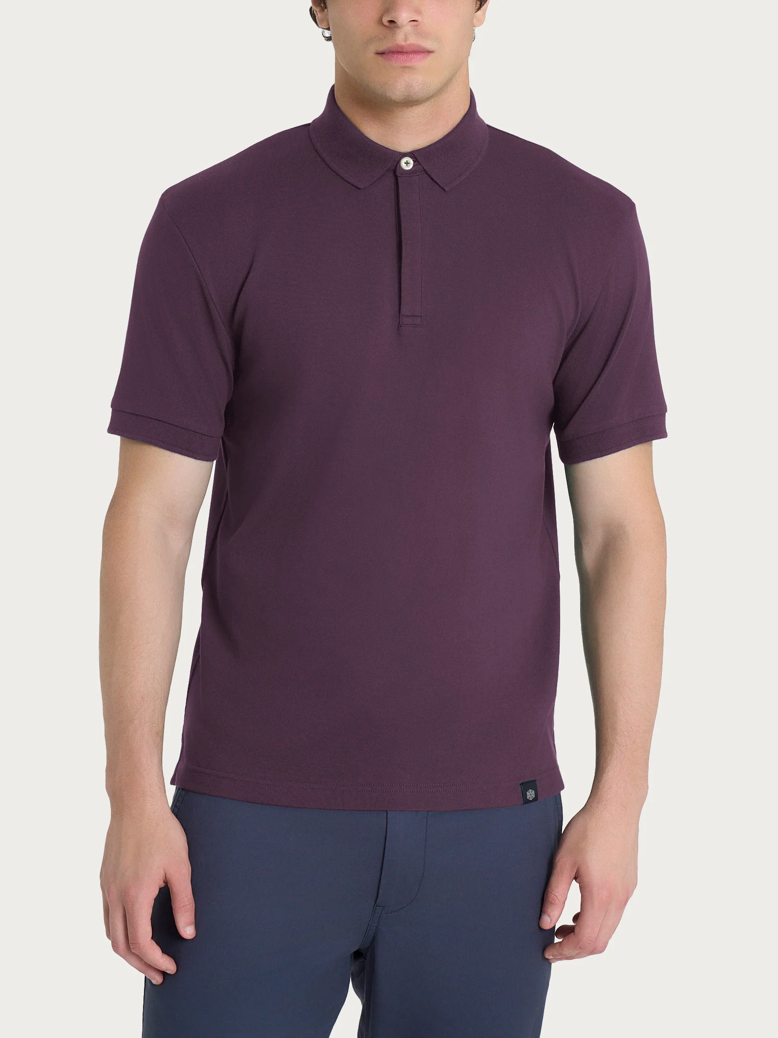 Polo in Eco Cotton Piquet Stretch - Plum Perfect