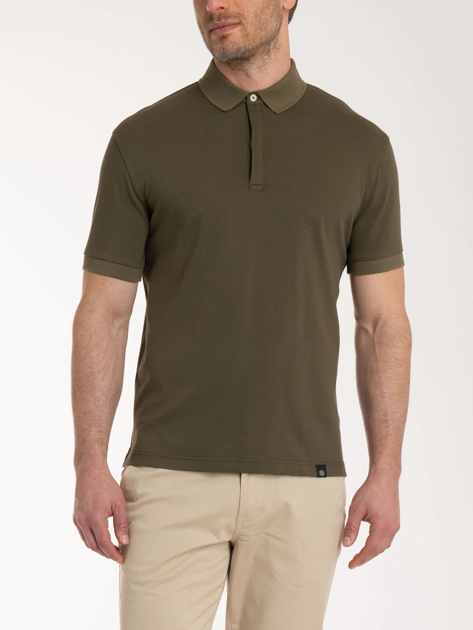 Polo in Eco Cotton Piquet Stretch - Dark Olive