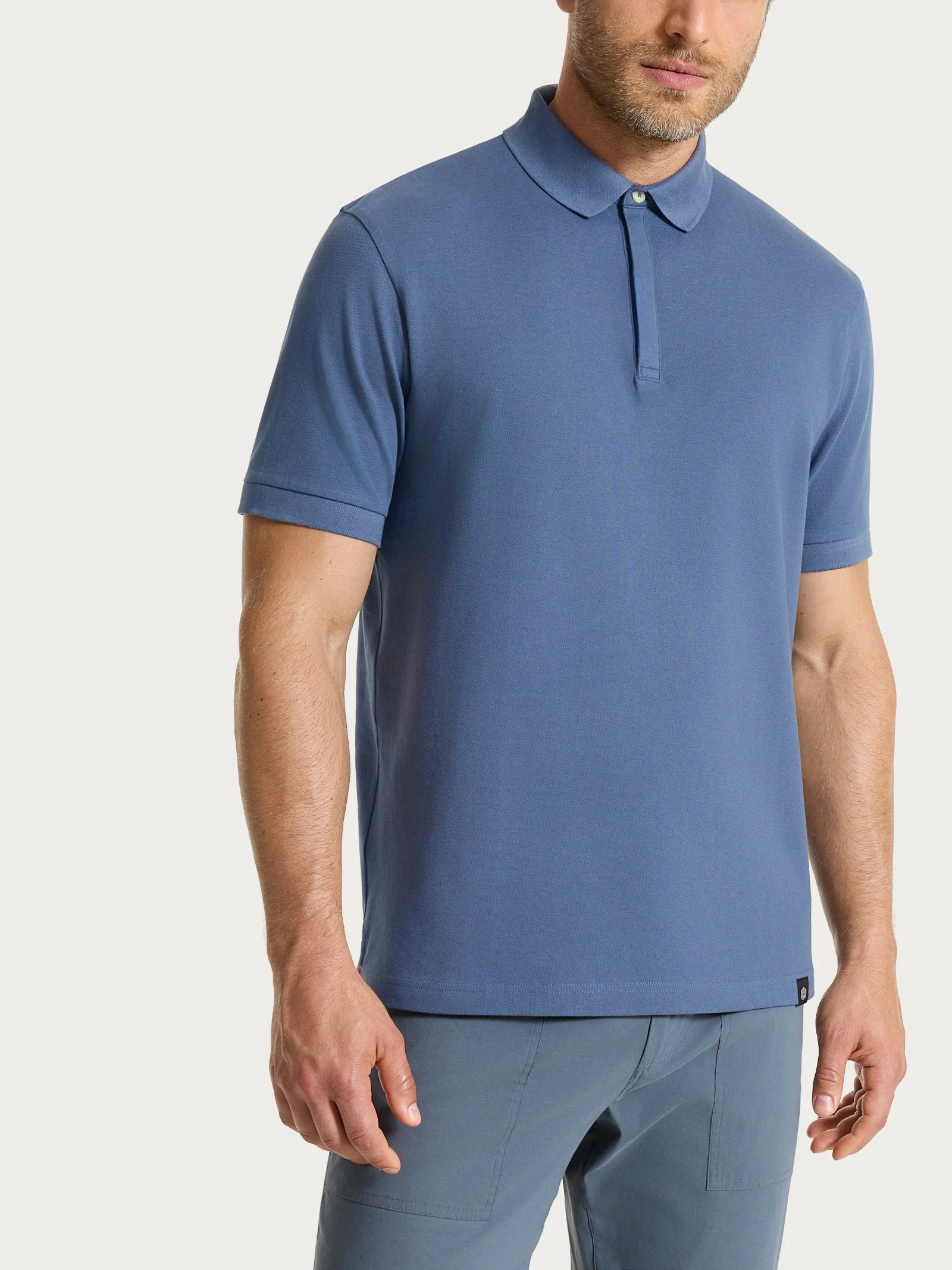 Polo in Eco Cotton Piquet Stretch - Vintage Indigo