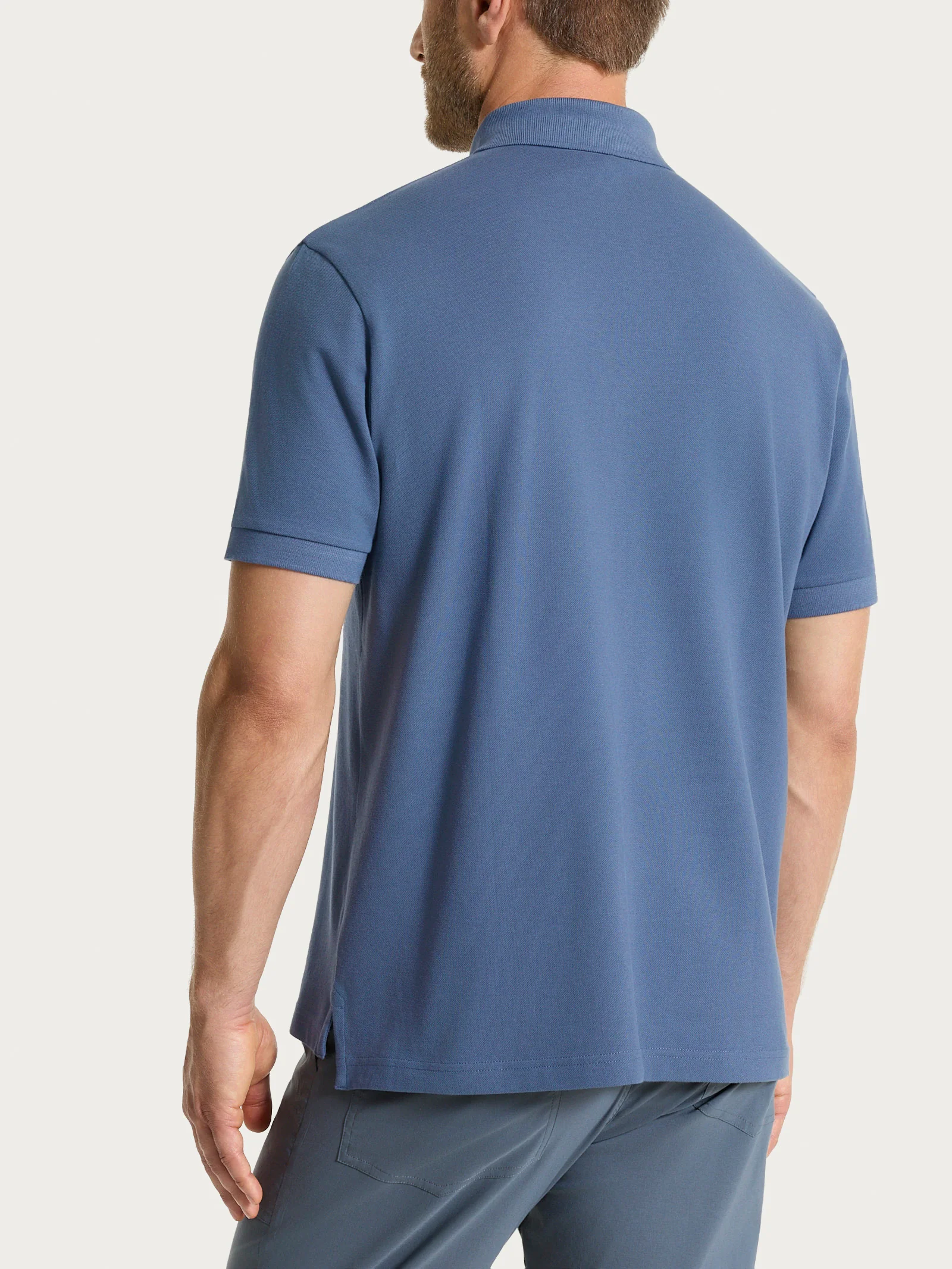 Polo in Eco Cotton Piquet Stretch - Vintage Indigo - Image 2