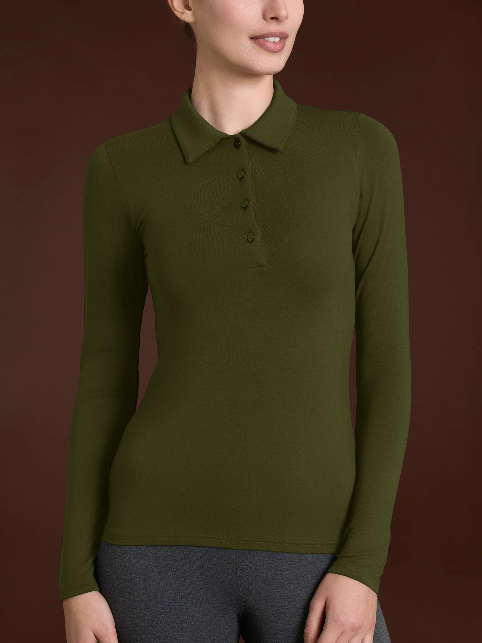 Polo in Eco Viscosa - Dark Olive