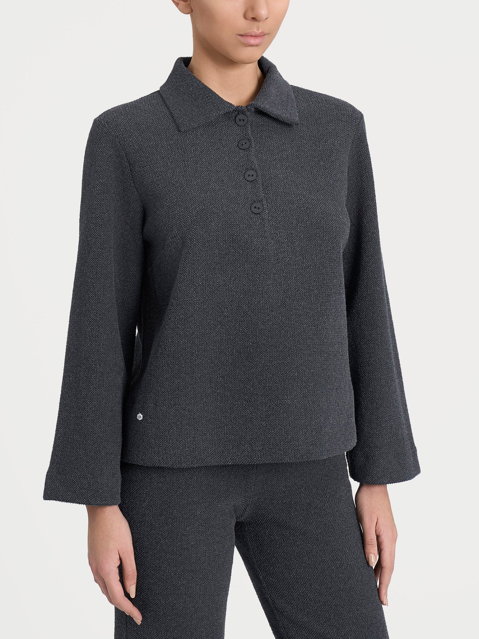 Polo in Japanese Fleece - Ardesia Mel.